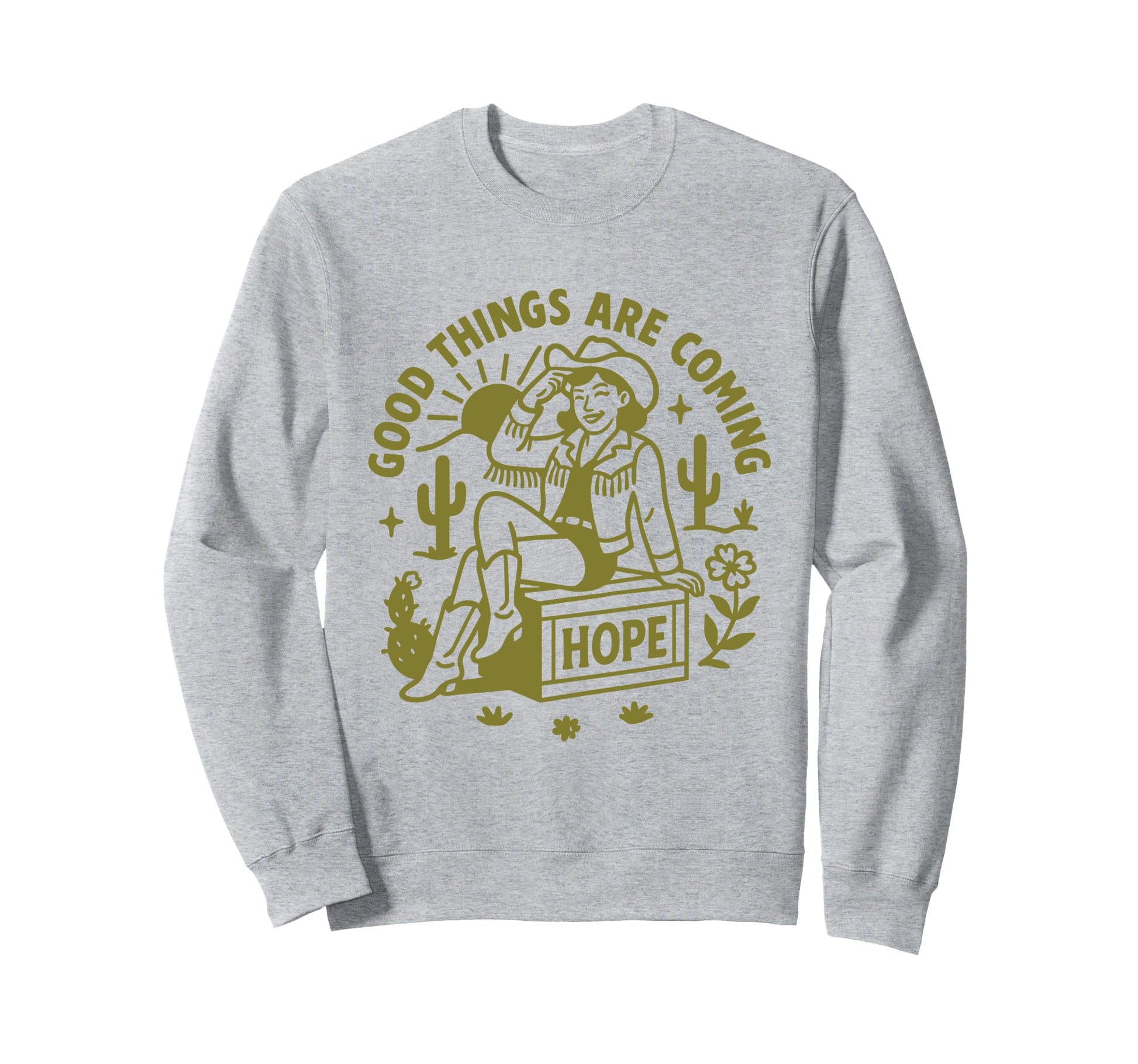 Optimistic Cowgirl Desert Co Sweatshirt - Minimalist Print Unisex - T-Shirt, Sweatshirt, Hoodie