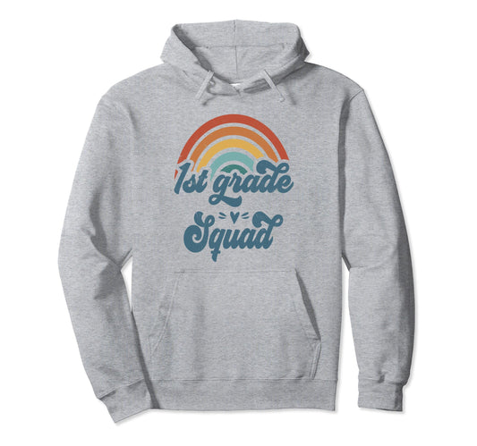 1St Grade Squad Groovy Rainbow Teacher Hoodie - Custom Art Print Men Women - T-Shirt, Sweatshirt, Hoodie