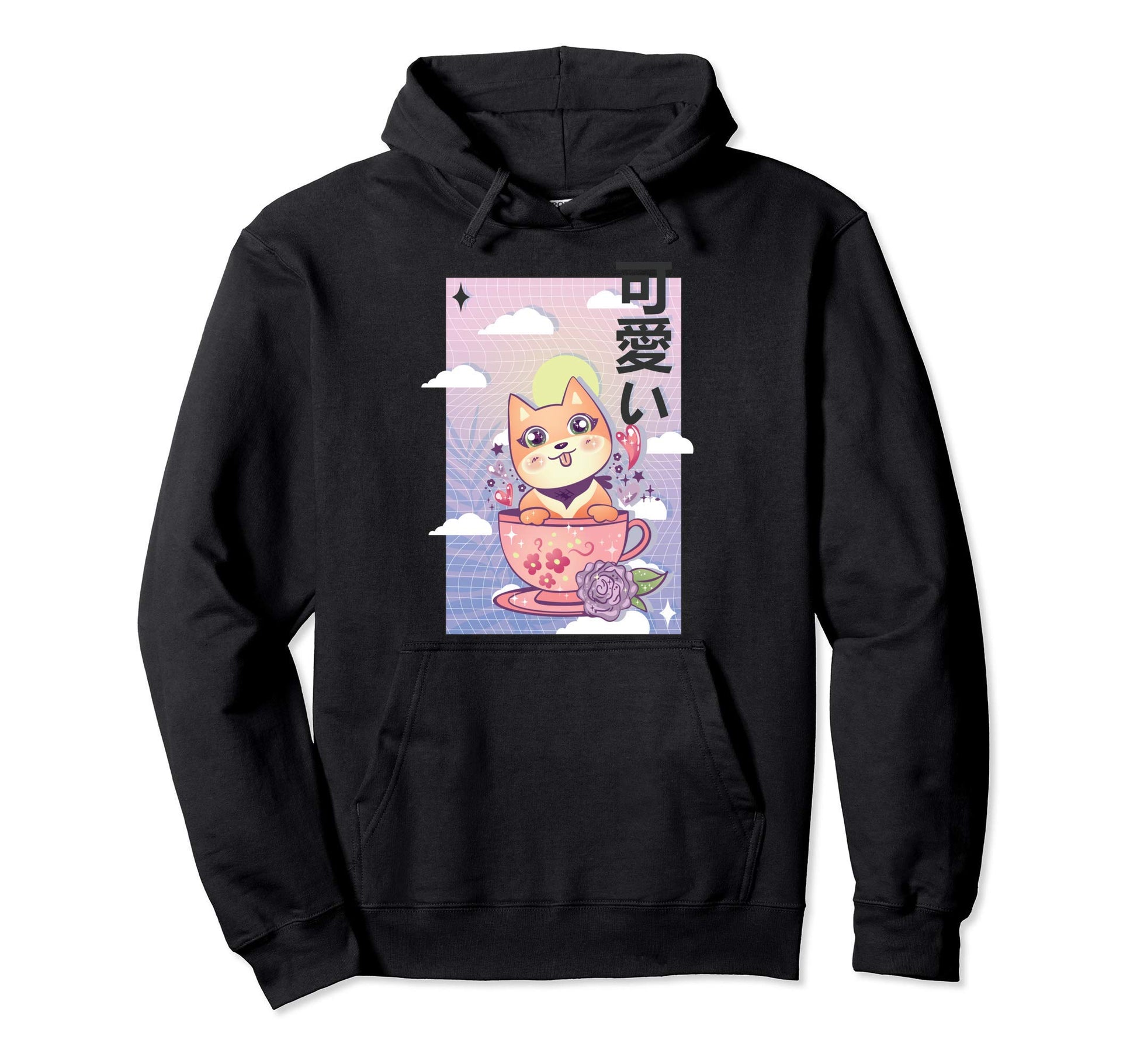 Kawaii Dog 80S Japanese Anime Hoodie - Casual Everyday Wear Men Women - T-Shirt, Sweatshirt, Hoodie