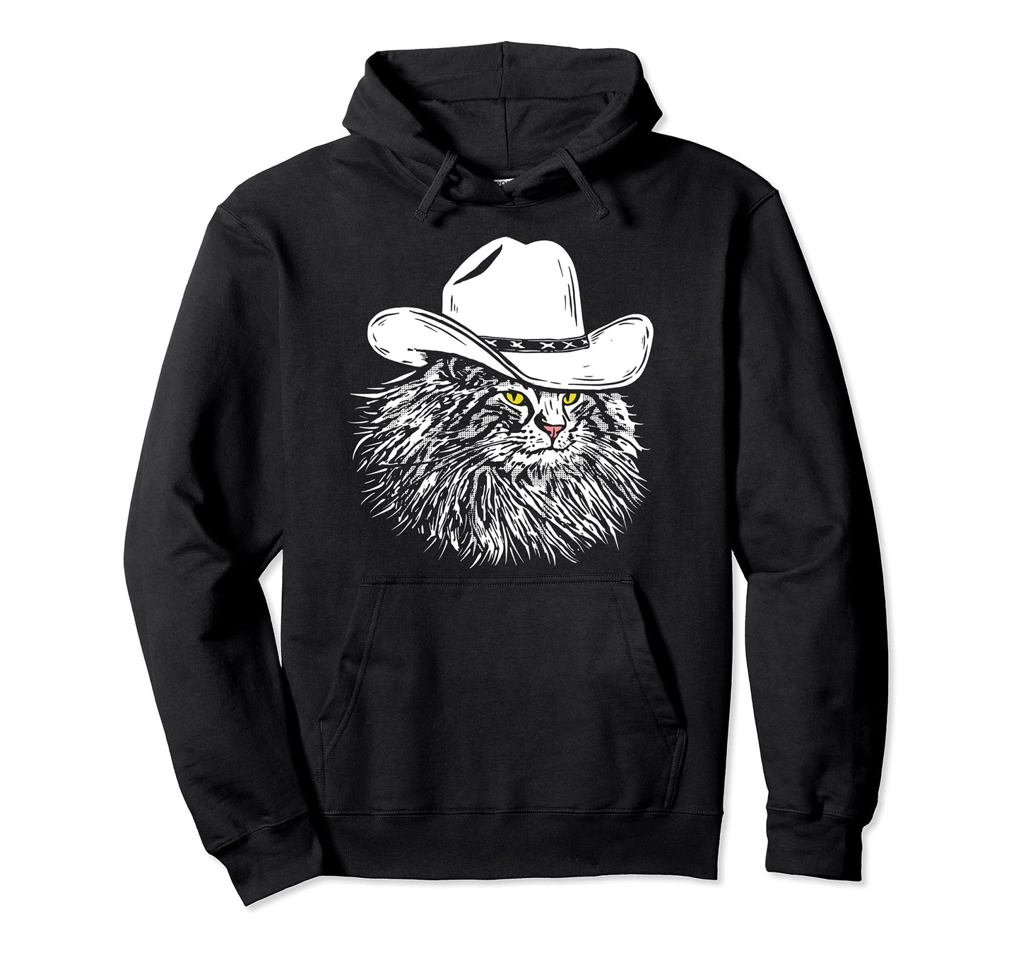 Meowdy Funny Country Music Cat Cowboy Hoodie - Minimalist Print for Adults - T-Shirt, Sweatshirt, Hoodie