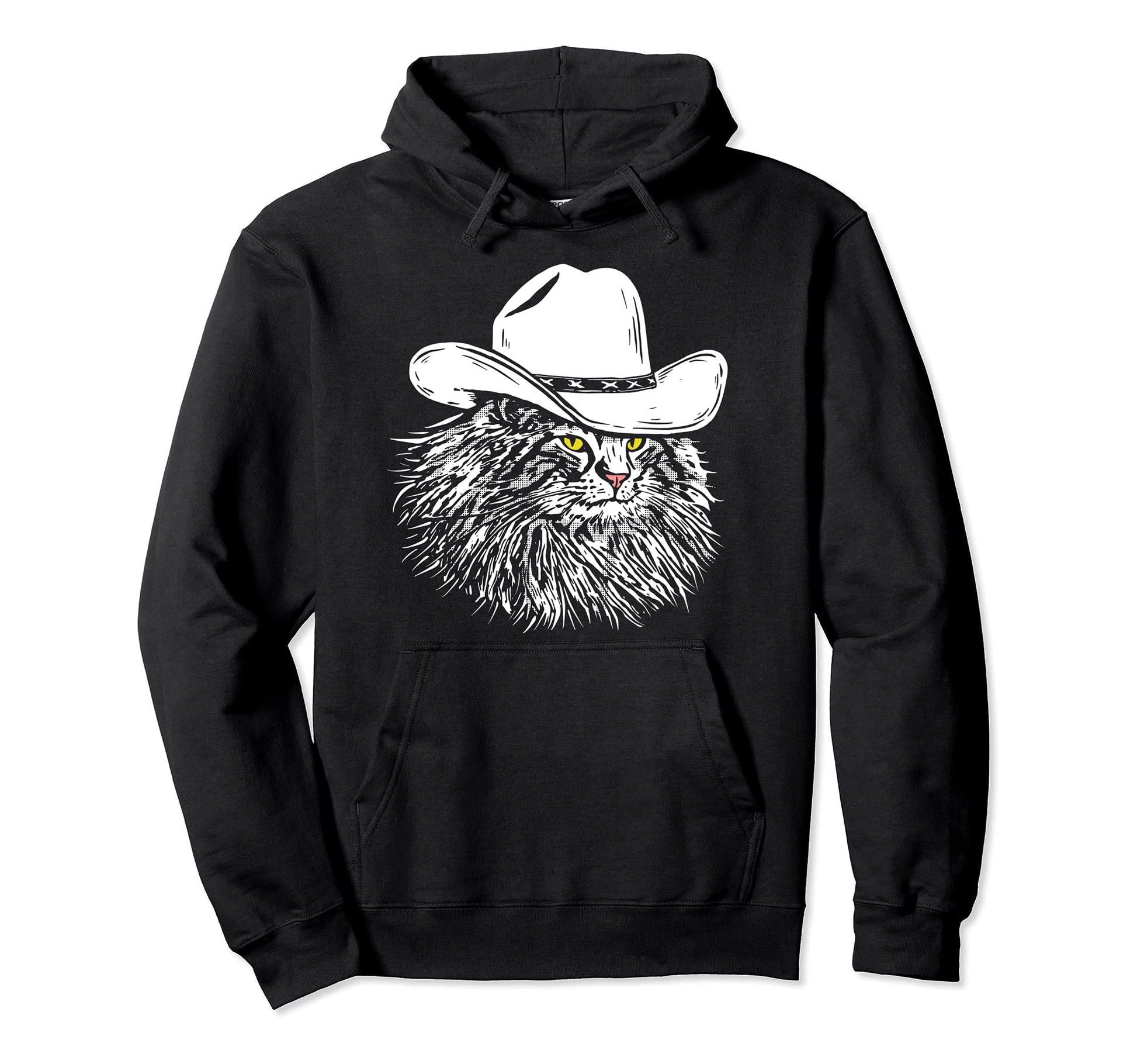 Meowdy Funny Country Music Cat Cowboy Hoodie - Minimalist Print for Adults - T-Shirt, Sweatshirt, Hoodie