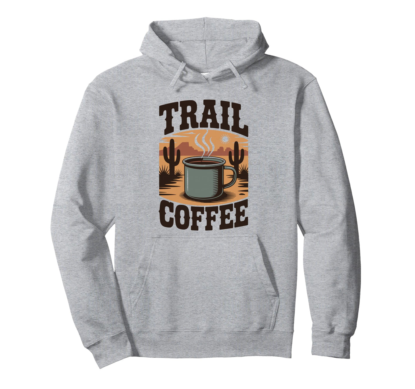 Trail Coffee Cowboy Western Camp Hiking Hoodie - Minimalist Print Men Women - T-Shirt, Sweatshirt, Hoodie