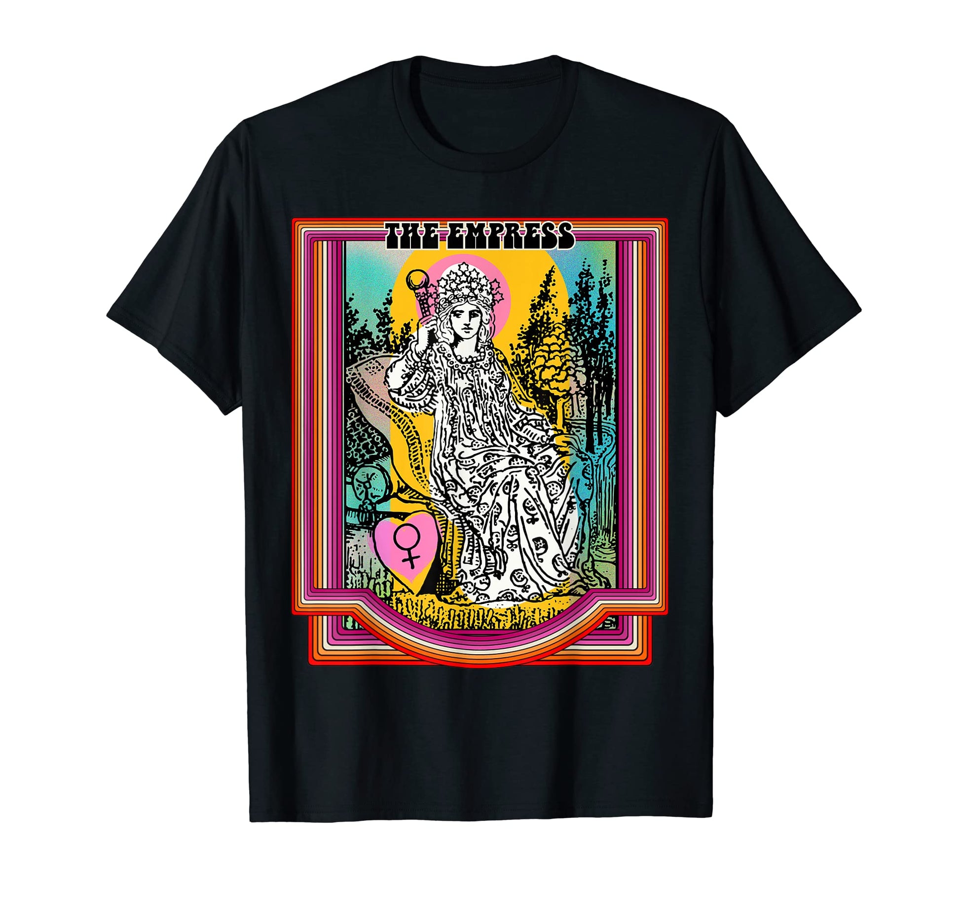 Tarot Card Empress Groovy Peace Sign T-Shirt - Aesthetic Graphic Unisex - T-Shirt, Sweatshirt, Hoodie