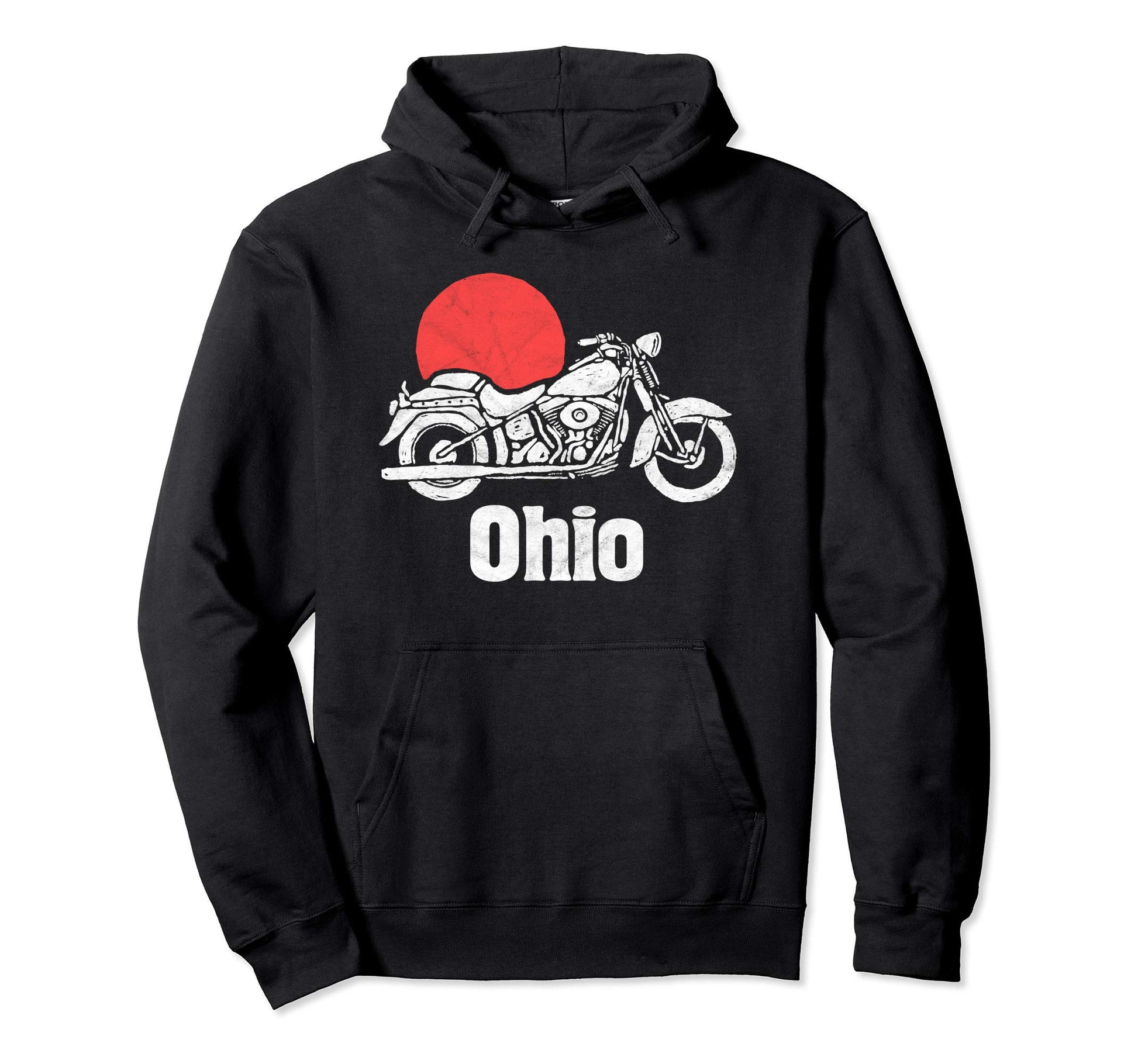 Ohio Motorcycle Sun Minimalist Hoodie - Fun Novelty Design Men Women - T-Shirt, Sweatshirt, Hoodie