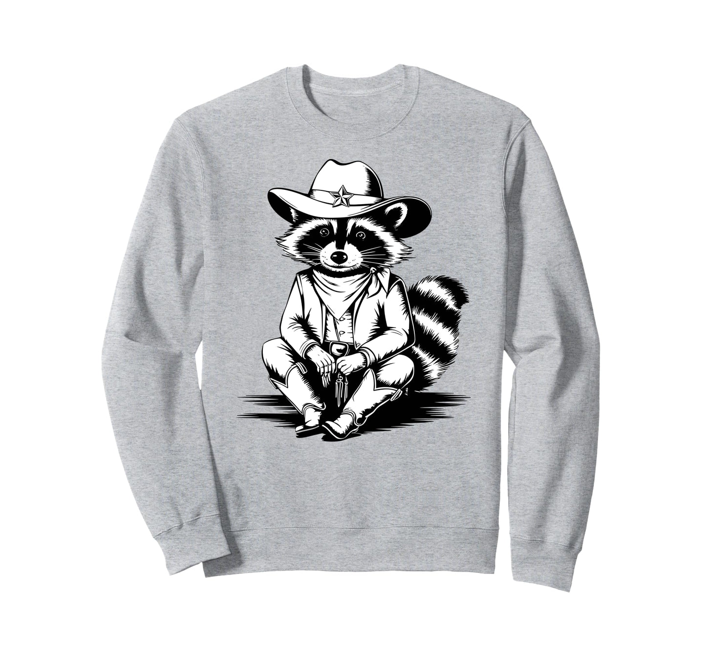 Raccoon Cowboy Trash Panda Western Sweatshirt - Novelty Apparel for Adults - T-Shirt, Sweatshirt, Hoodie