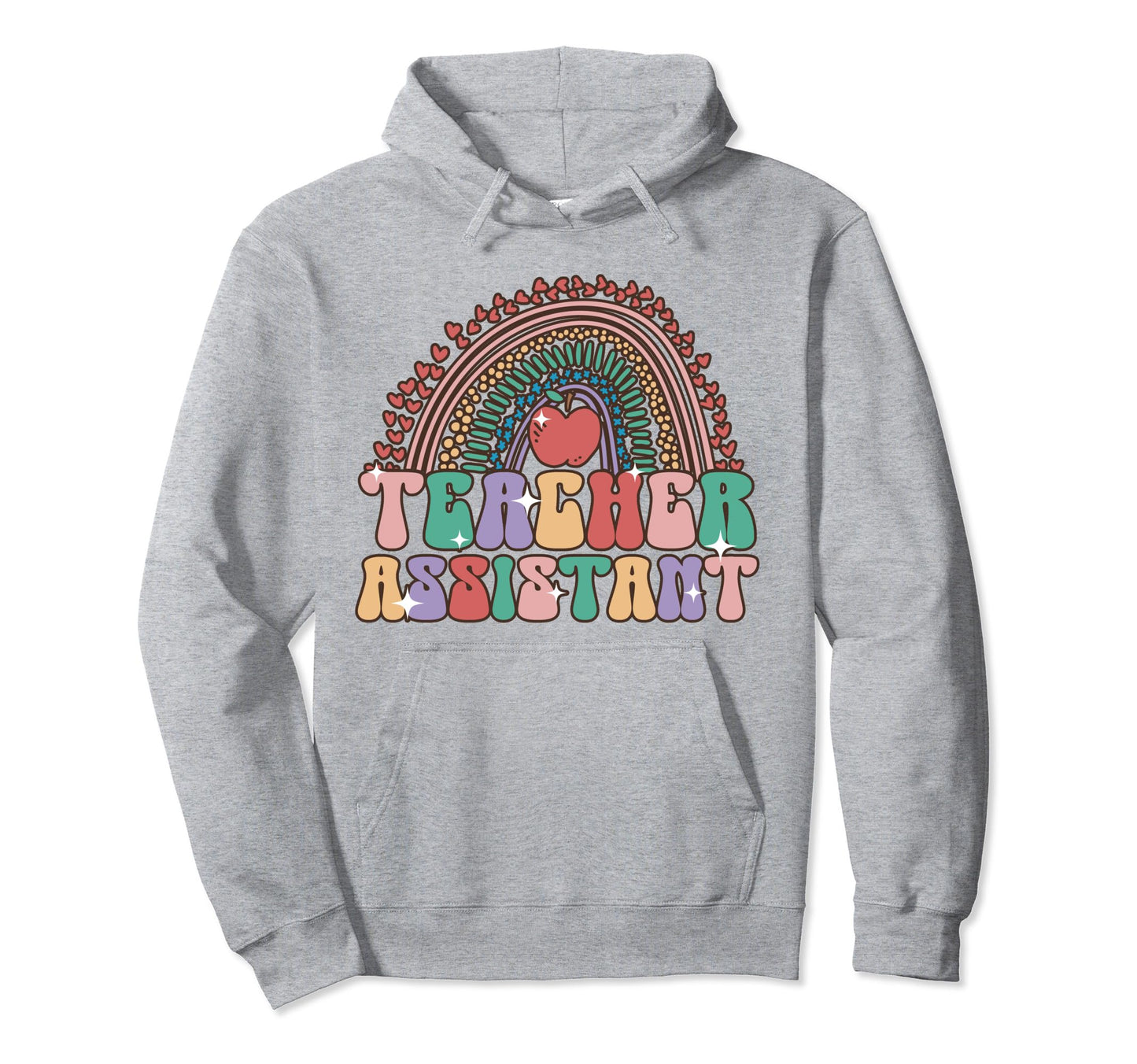 Tercher Assistant Rainbow Heart Hoodie - Casual Everyday Wear for Adults - T-Shirt, Sweatshirt, Hoodie