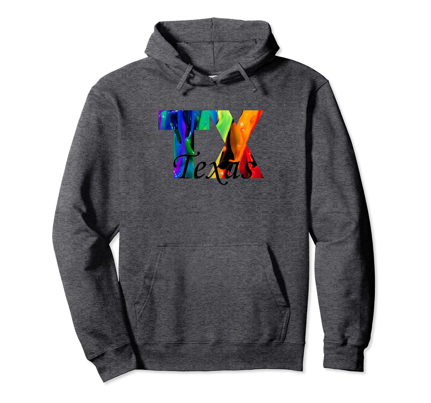 Tx Rainbow Drip Texas Pride State Hoodie - Minimalist Print for Adults - T-Shirt, Sweatshirt, Hoodie