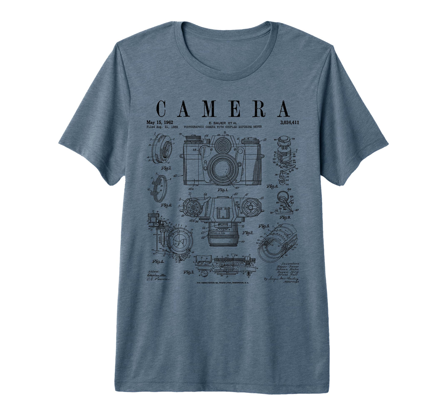 Photography Camera Patent Drawing T-Shirt - Custom Art Print for Adults - T-Shirt, Sweatshirt, Hoodie
