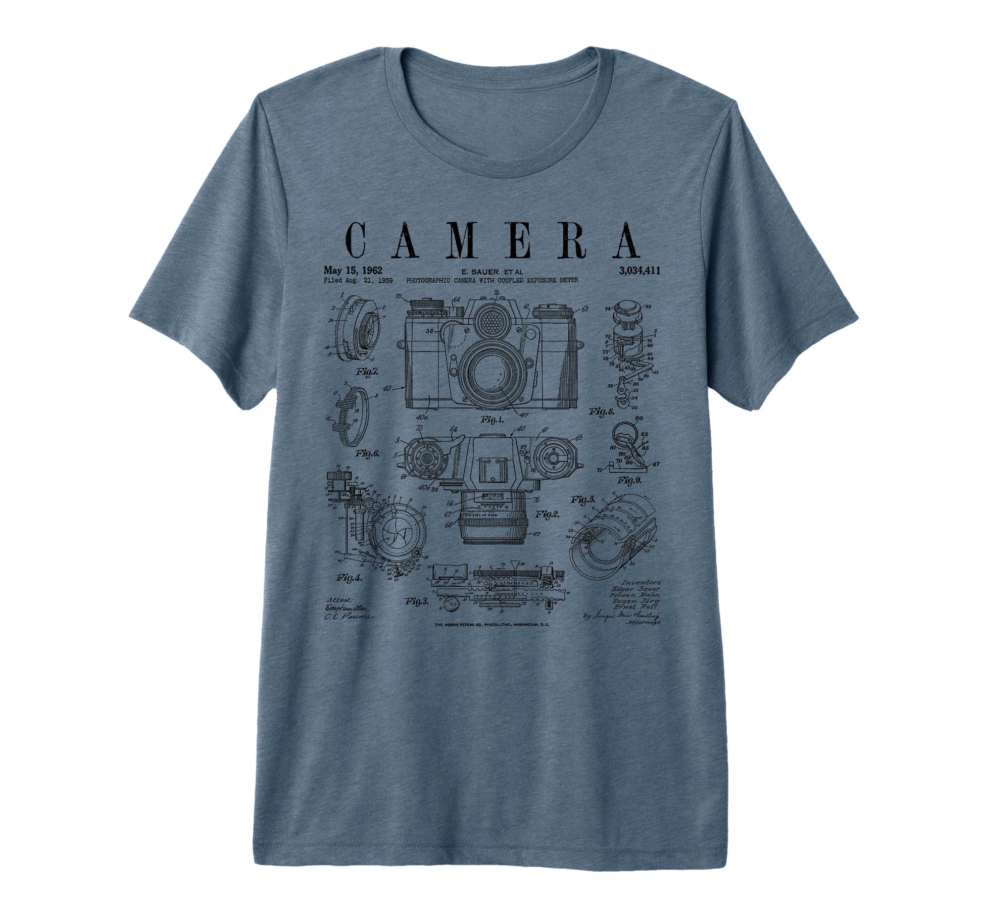 Photography Camera Patent Drawing T-Shirt - Custom Art Print for Adults - T-Shirt, Sweatshirt, Hoodie