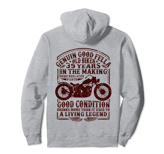 39 Years Old Biker Birthday Motorcycles Hoodie - Trendy Graphic Men Women - T-Shirt, Sweatshirt, Hoodie