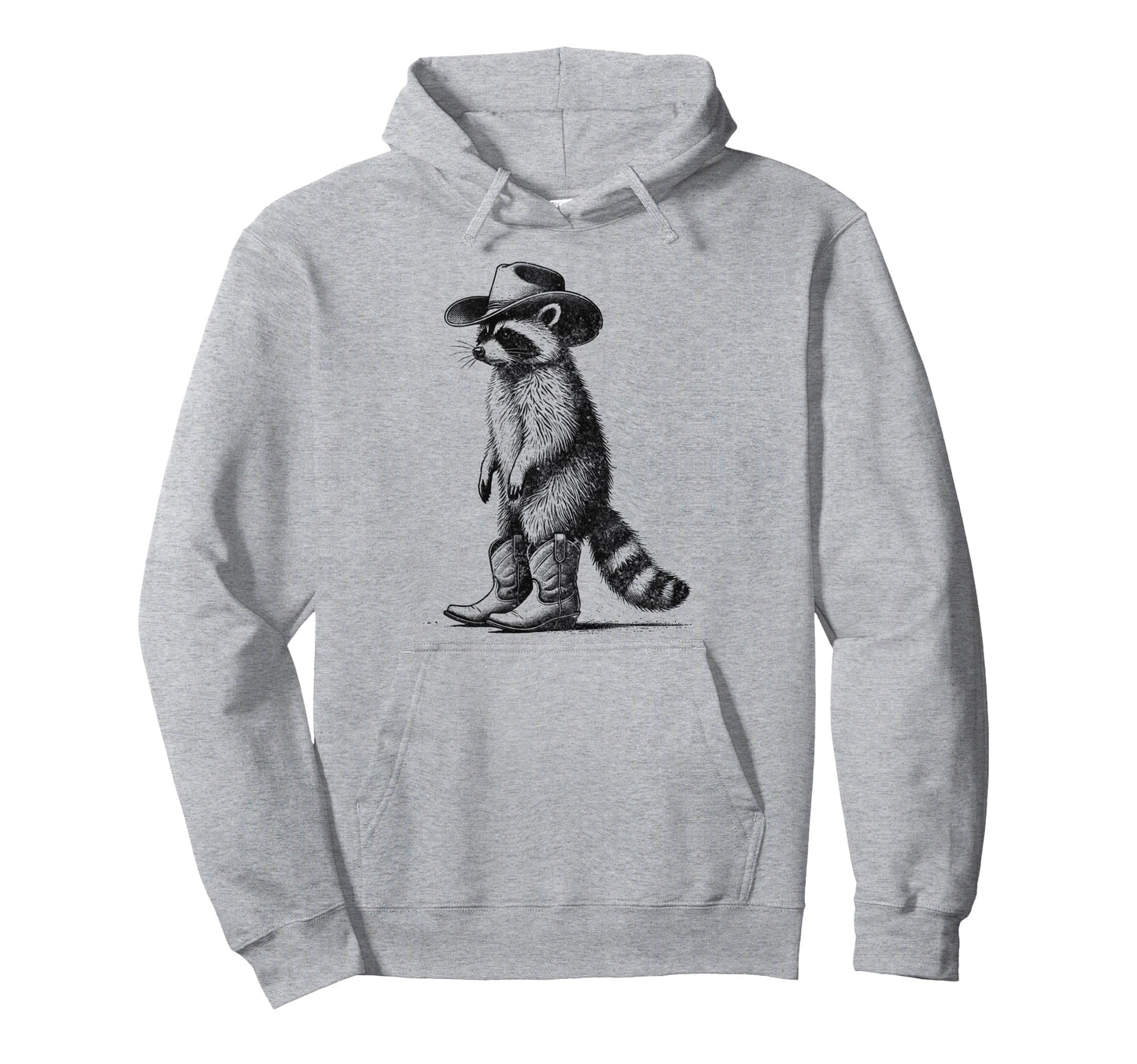 Raccoon Cowboy Cowgirl Western Country Hoodie - Minimalist Print for Adults - T-Shirt, Sweatshirt, Hoodie