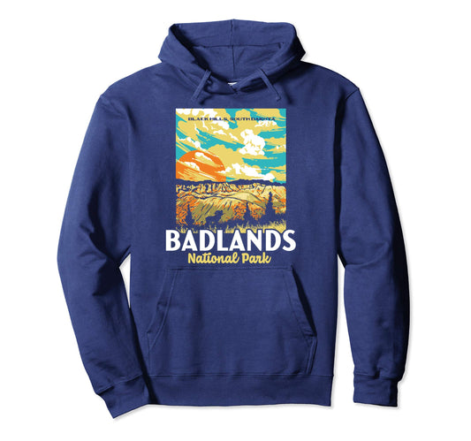 Badlands National Park South Dakota Wpa Hoodie - Unique Graphic for Adults - T-Shirt, Sweatshirt, Hoodie
