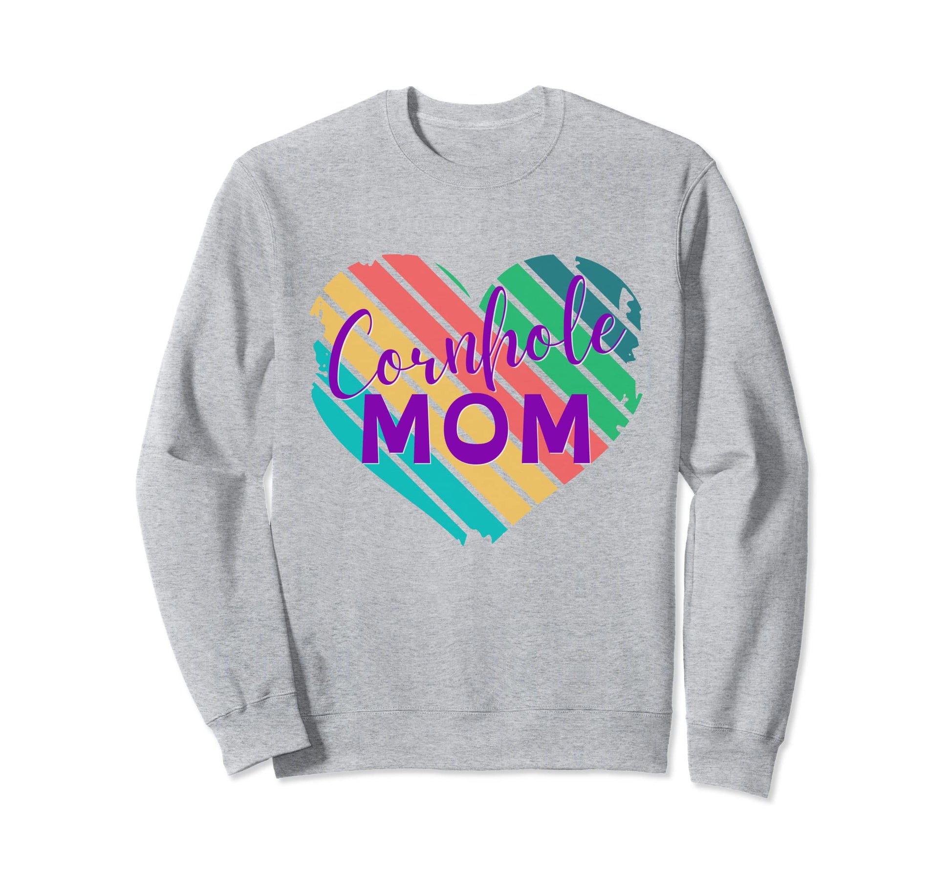 Cornhole Mom Heart Rainbow Bags Toss Sweatshirt - Graphic Print Unisex - T-Shirt, Sweatshirt, Hoodie