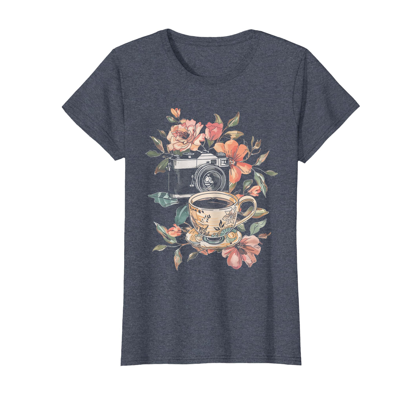 Photographer Coffee Camera Flowers T-Shirt - Novelty Apparel Unisex - T-Shirt, Sweatshirt, Hoodie