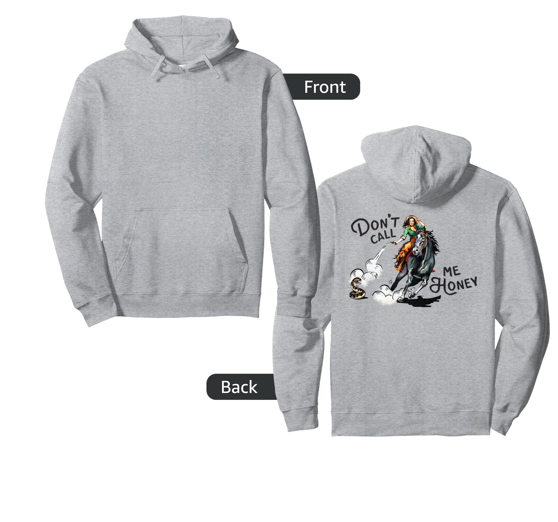 Dont Call Me Honey Western Pinup Cowgirl Hoodie - Aesthetic Graphic Unisex - T-Shirt, Sweatshirt, Hoodie