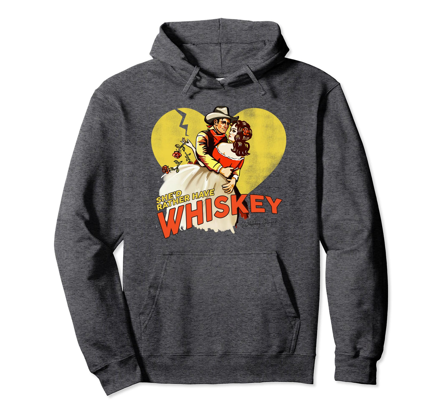 Whiskey Cowgirl Pinup Romantic Western Hoodie - Custom Art Print Unisex - T-Shirt, Sweatshirt, Hoodie