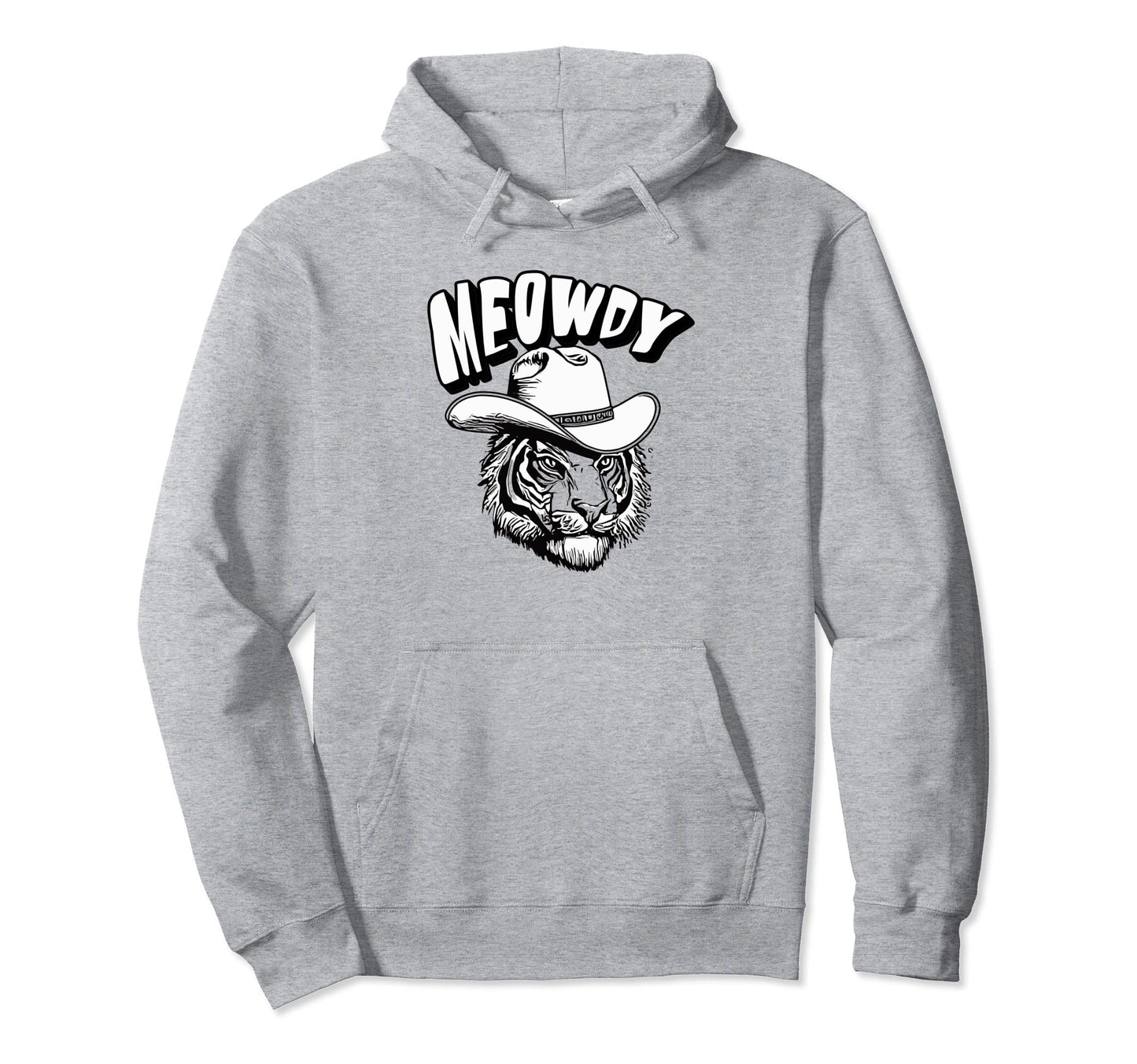 Meowdy Funny Country Music Tiger Cowboy Hoodie - Trendy Graphic for Adults - T-Shirt, Sweatshirt, Hoodie