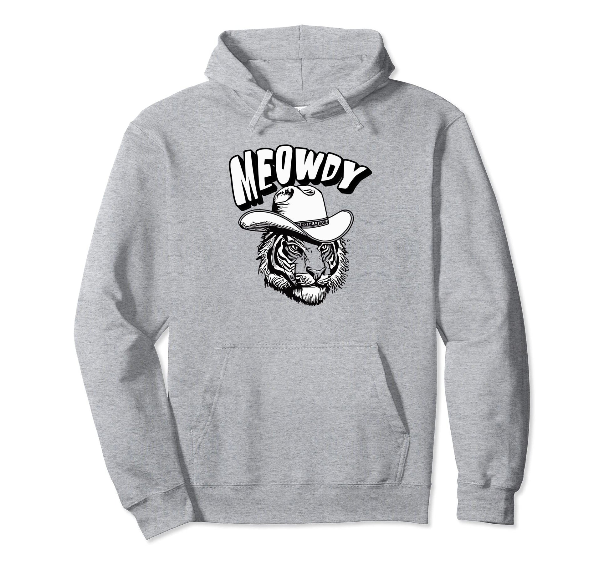 Meowdy Funny Country Music Tiger Cowboy Hoodie - Trendy Graphic for Adults - T-Shirt, Sweatshirt, Hoodie