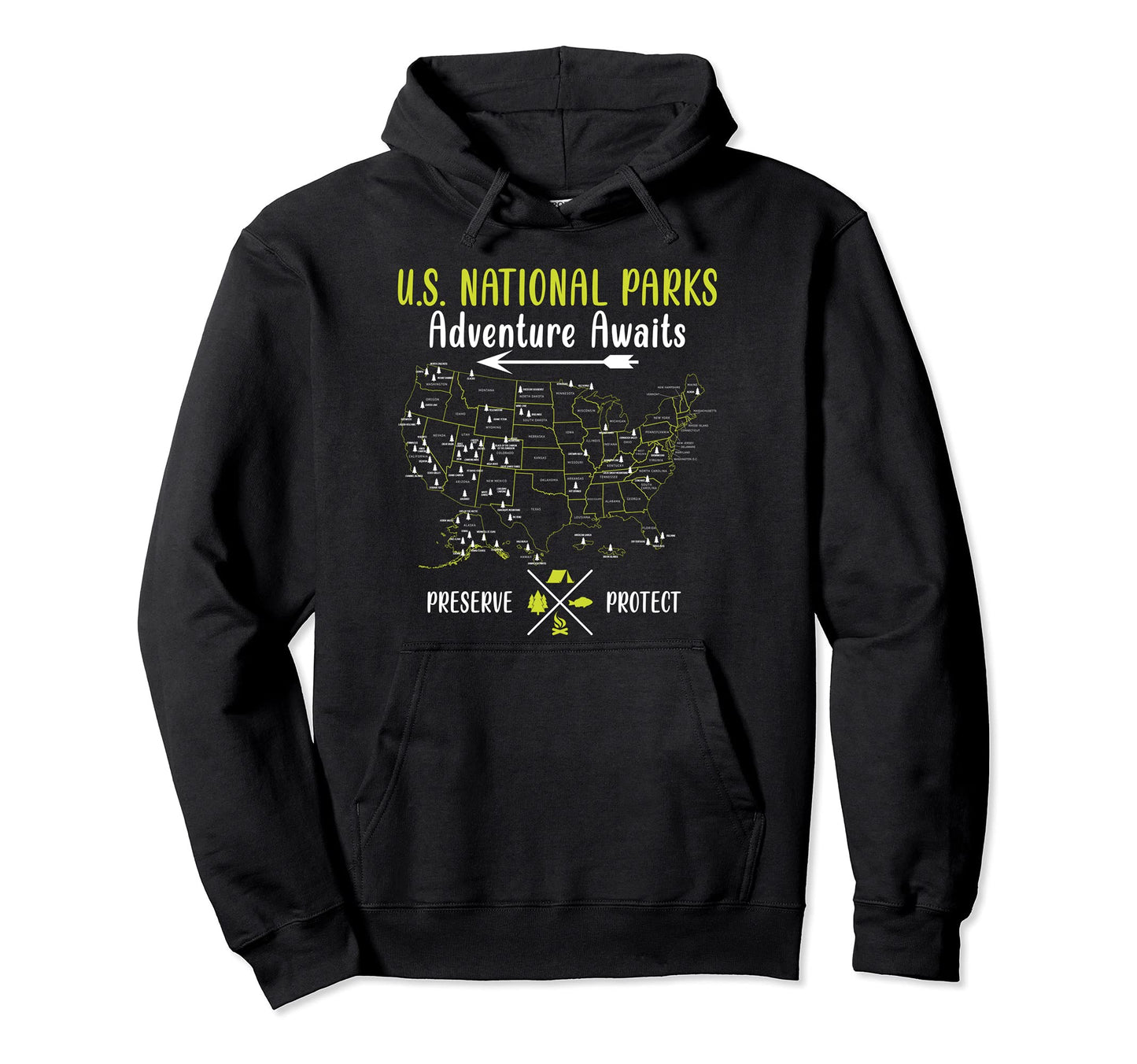 National Park 63 National Parks Map Hoodie - Streetwear Style Unisex - T-Shirt, Sweatshirt, Hoodie