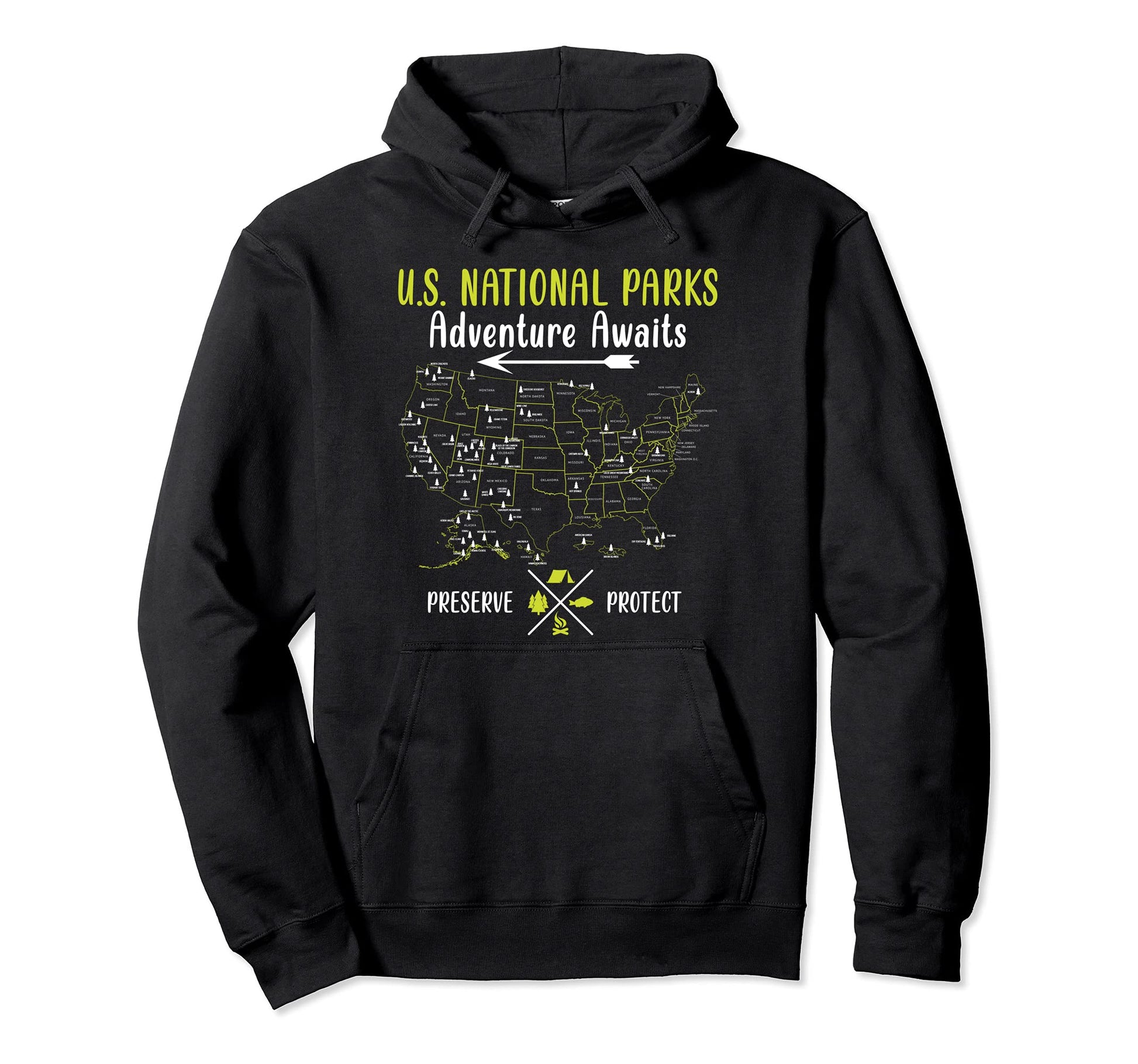 National Park 63 National Parks Map Hoodie - Streetwear Style Unisex - T-Shirt, Sweatshirt, Hoodie