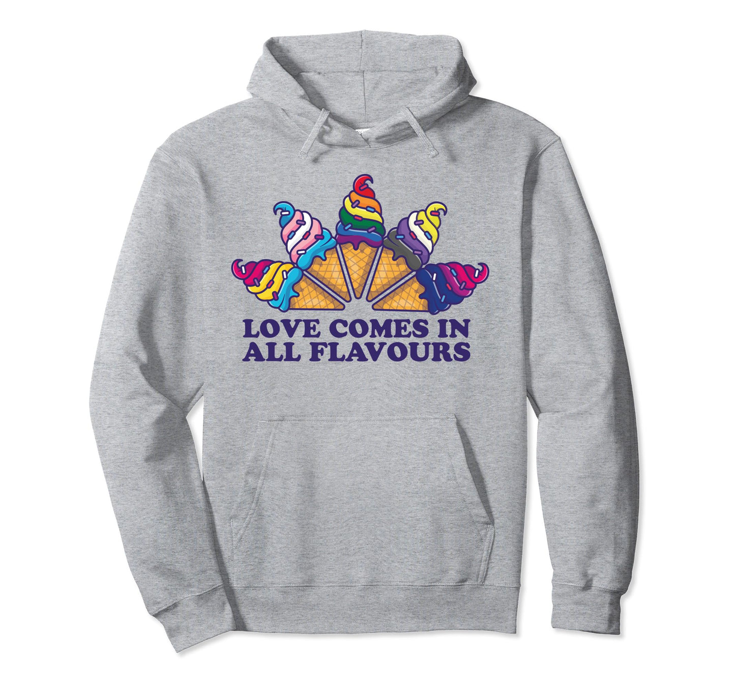 Lgbt Pride Ice Cream Love Comes All Hoodie - Trendy Graphic Men Women - T-Shirt, Sweatshirt, Hoodie