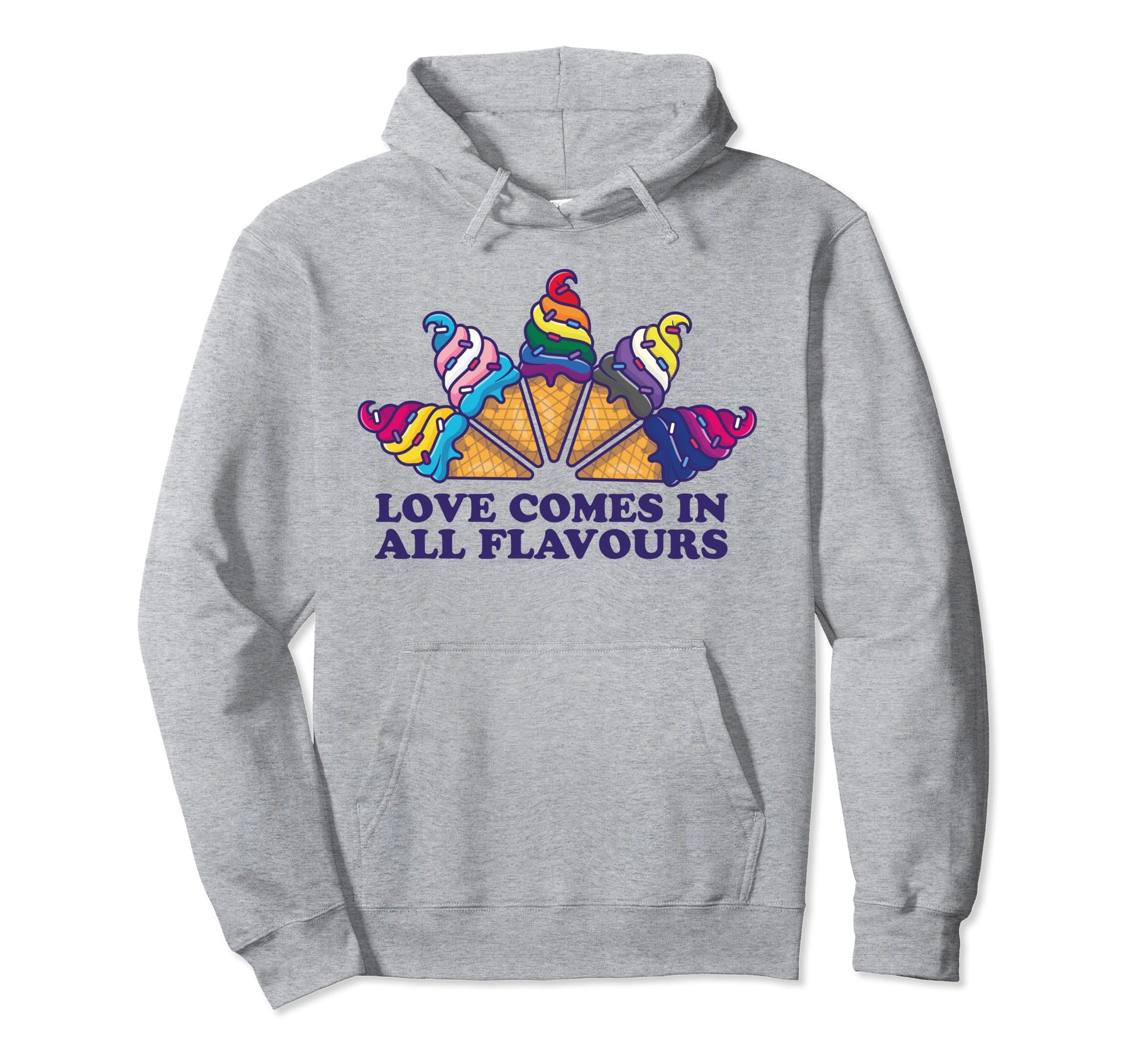 Lgbt Pride Ice Cream Love Comes All Hoodie - Trendy Graphic Men Women - T-Shirt, Sweatshirt, Hoodie