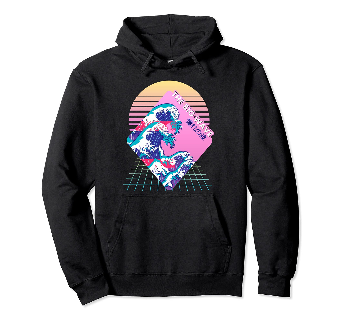Great Wave Japanese Vaporwave 90S Hoodie - Minimalist Print for Adults - T-Shirt, Sweatshirt, Hoodie