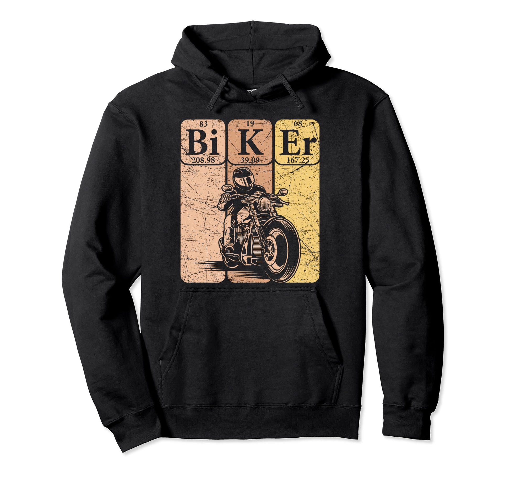 Biker Periodic Table Elements Motorcycle Hoodie - Unique Graphic Men Women - T-Shirt, Sweatshirt, Hoodie