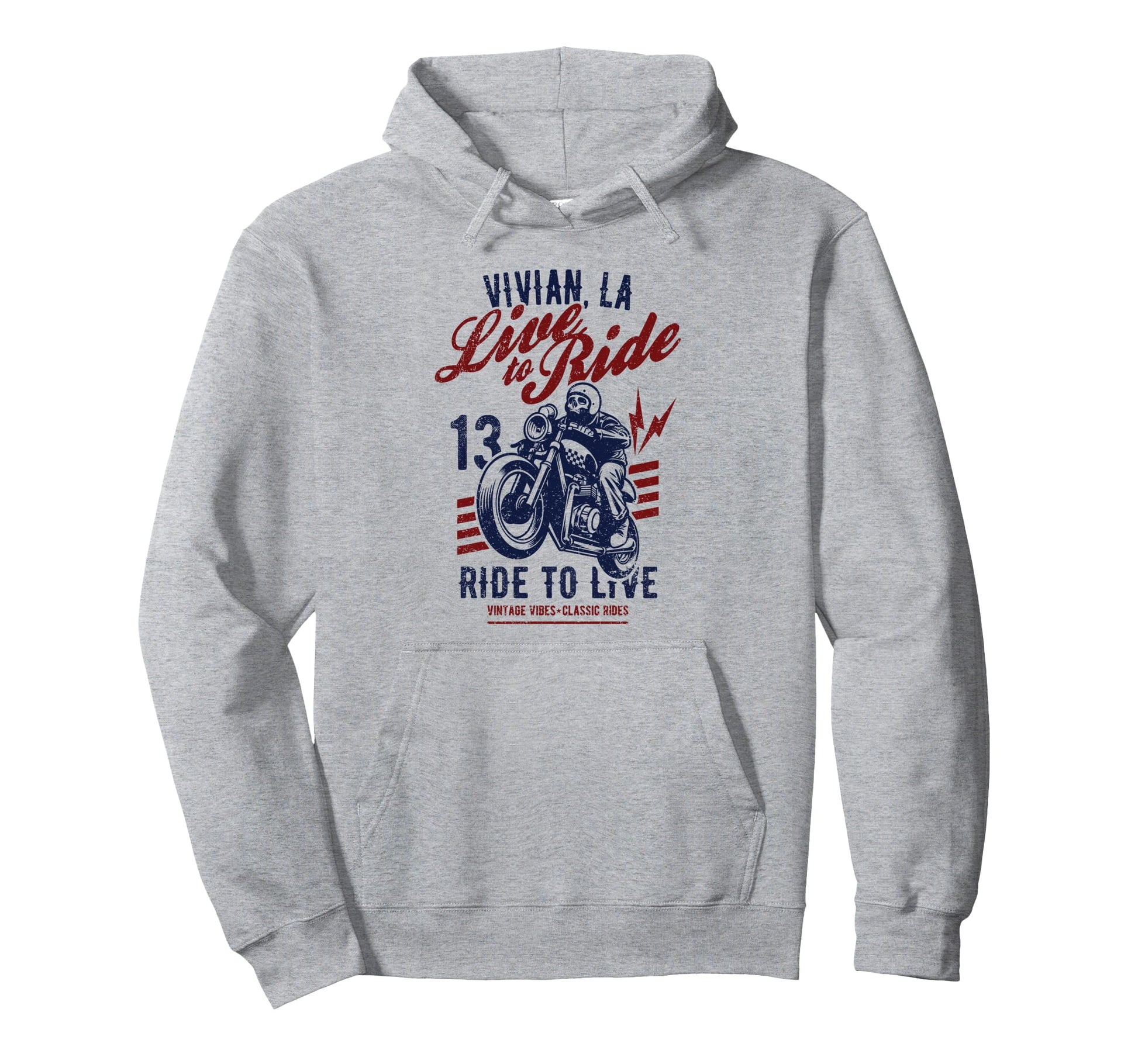 Vivian Louisiana Motorcycle Skull Hoodie - Aesthetic Graphic for Adults - T-Shirt, Sweatshirt, Hoodie