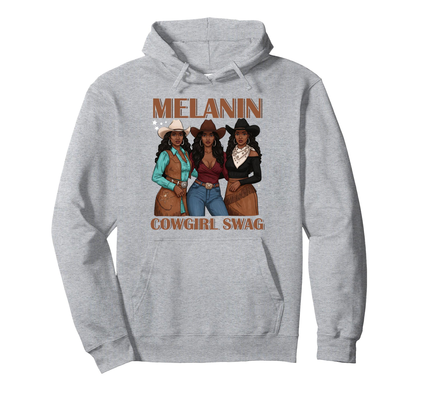 Lets Go Western Country Melanin Cowgirl Hoodie - Graphic Print Men Women - T-Shirt, Sweatshirt, Hoodie