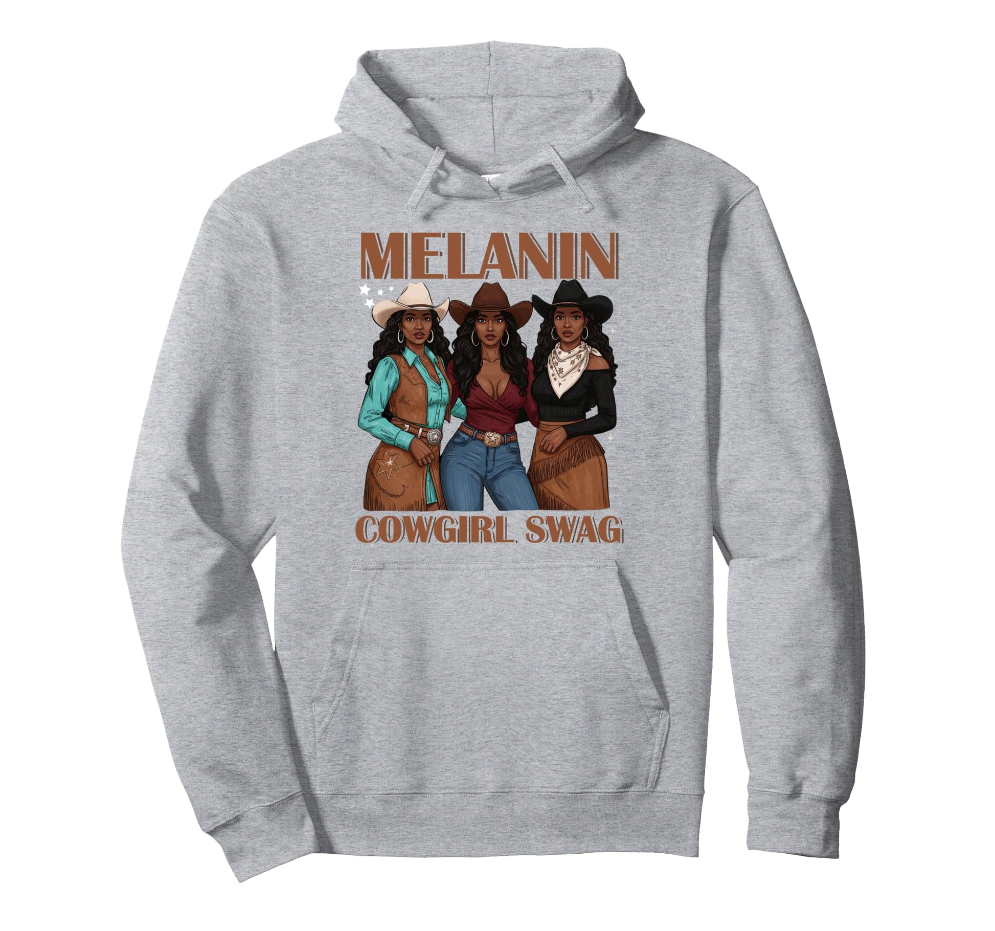 Lets Go Western Country Melanin Cowgirl Hoodie - Graphic Print Men Women - T-Shirt, Sweatshirt, Hoodie