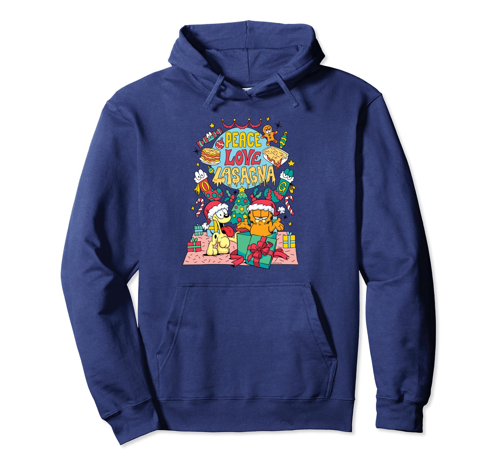 Garfield And Odie Peace Love Lasagna Hoodie - Novelty Apparel Men Women - T-Shirt, Sweatshirt, Hoodie