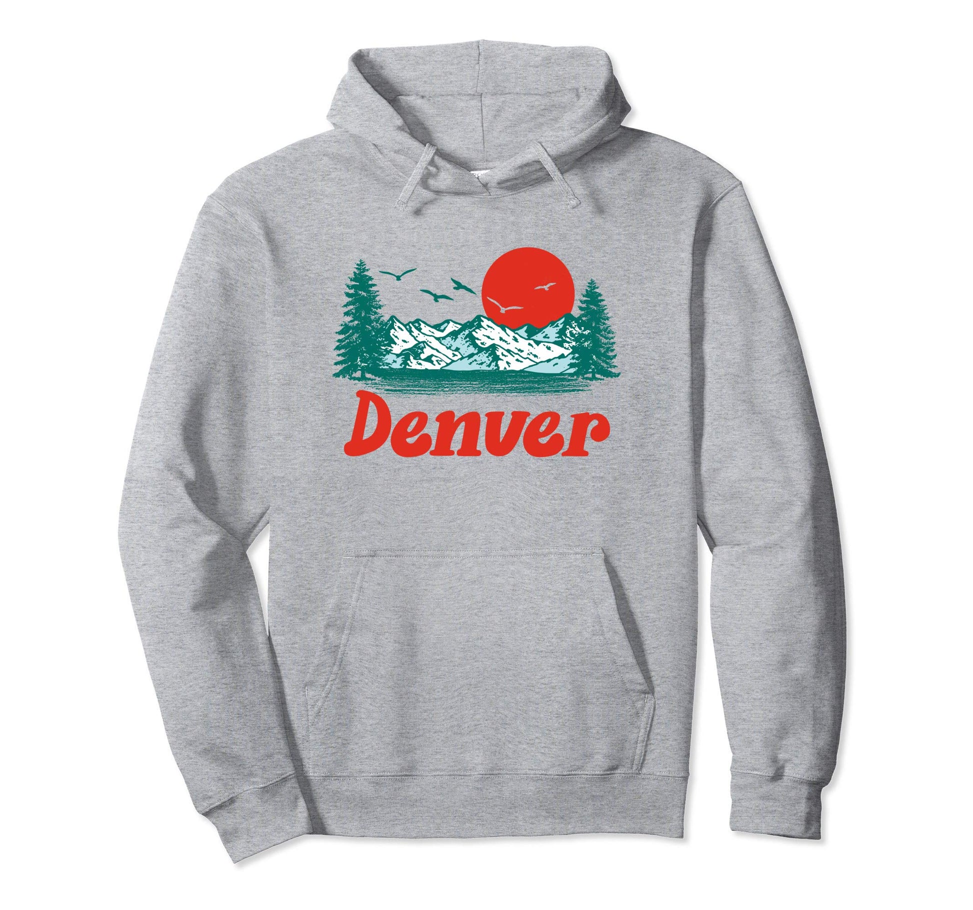 Denver Colorado Mountain Trees Sun Hoodie - Custom Art Print for Adults - T-Shirt, Sweatshirt, Hoodie