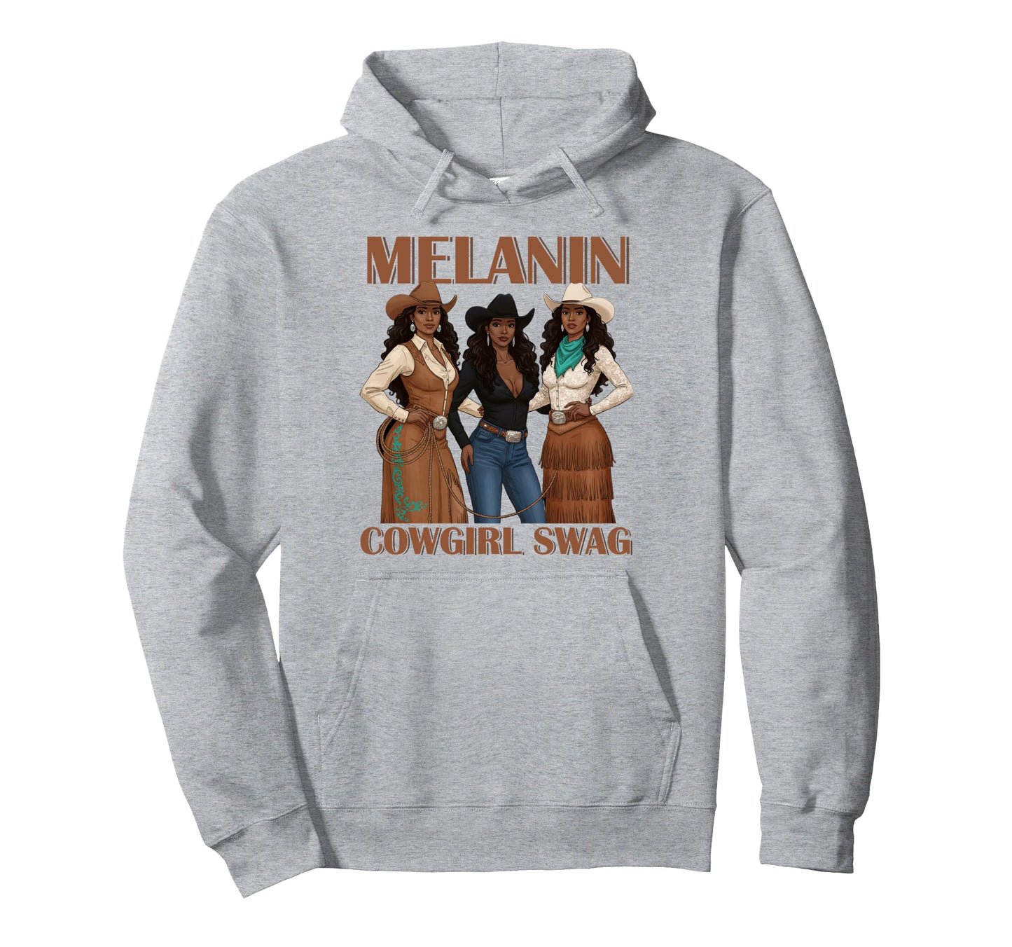 Lets Go Western Country Melanin Cowgirl Hoodie - Custom Art Print Unisex - T-Shirt, Sweatshirt, Hoodie