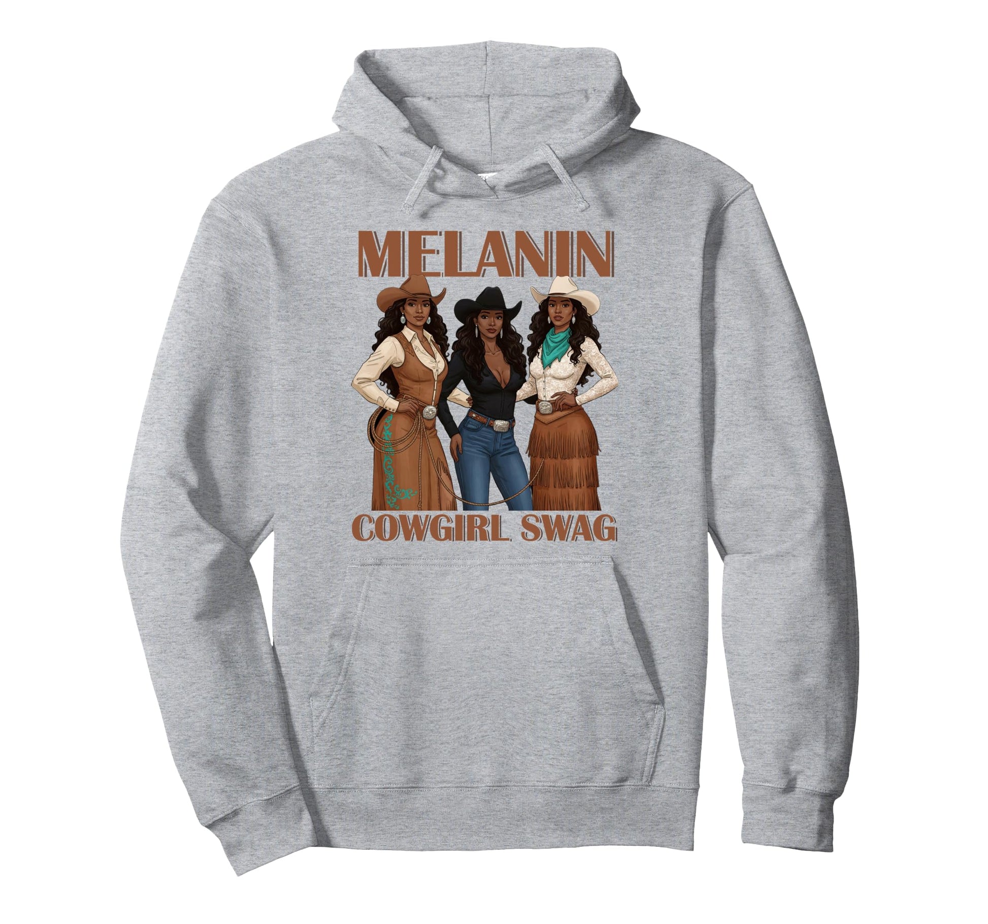 Lets Go Western Country Melanin Cowgirl Hoodie - Custom Art Print Unisex - T-Shirt, Sweatshirt, Hoodie