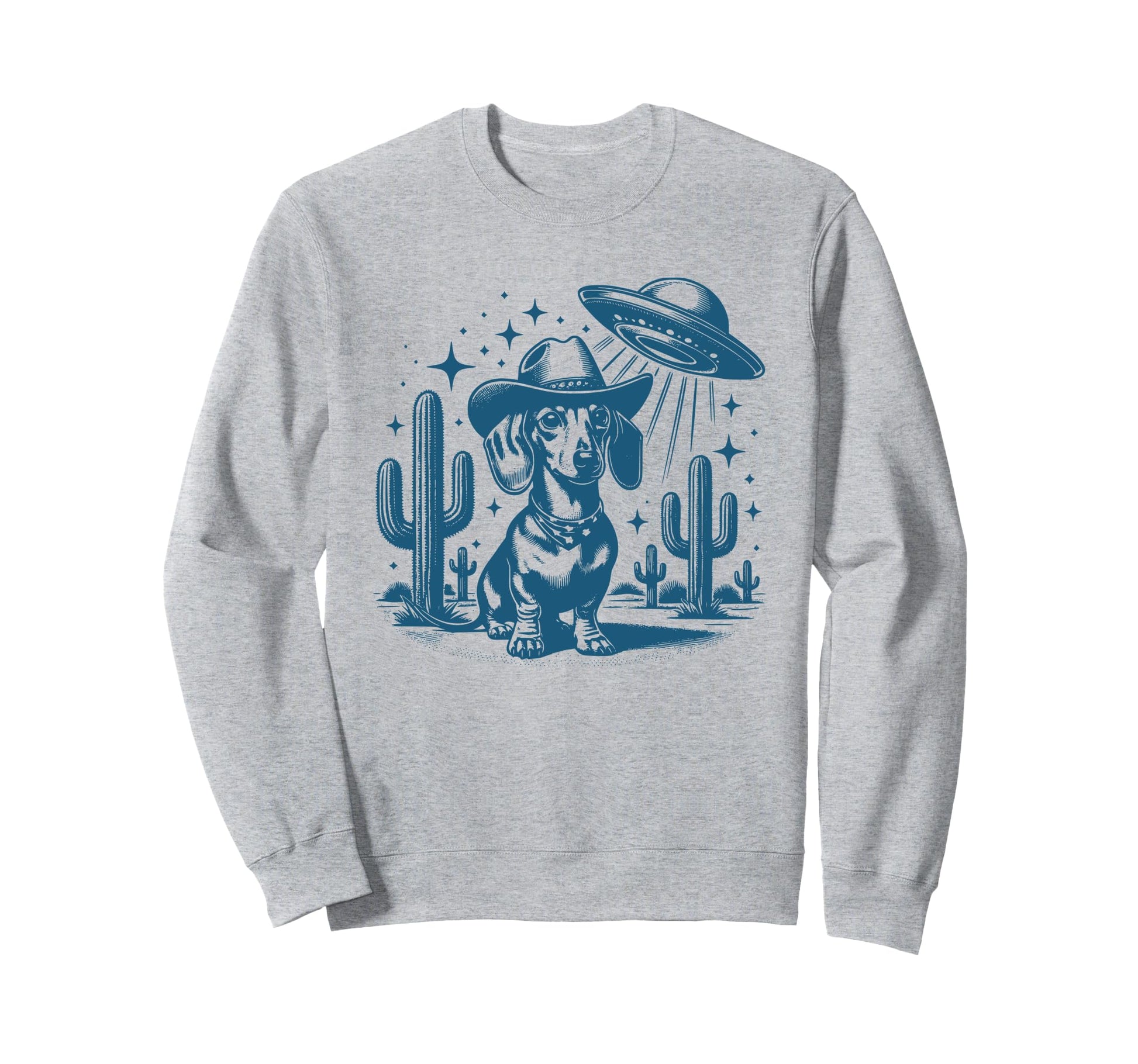 Dachshund Ufo Dachshund Cowboy Dog Sweatshirt - Custom Art Print Unisex - T-Shirt, Sweatshirt, Hoodie