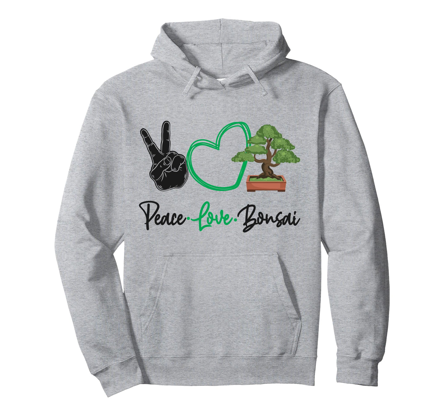 Bonsai Tree Peace Love Bonsai Hoodie - Aesthetic Graphic for Adults - T-Shirt, Sweatshirt, Hoodie