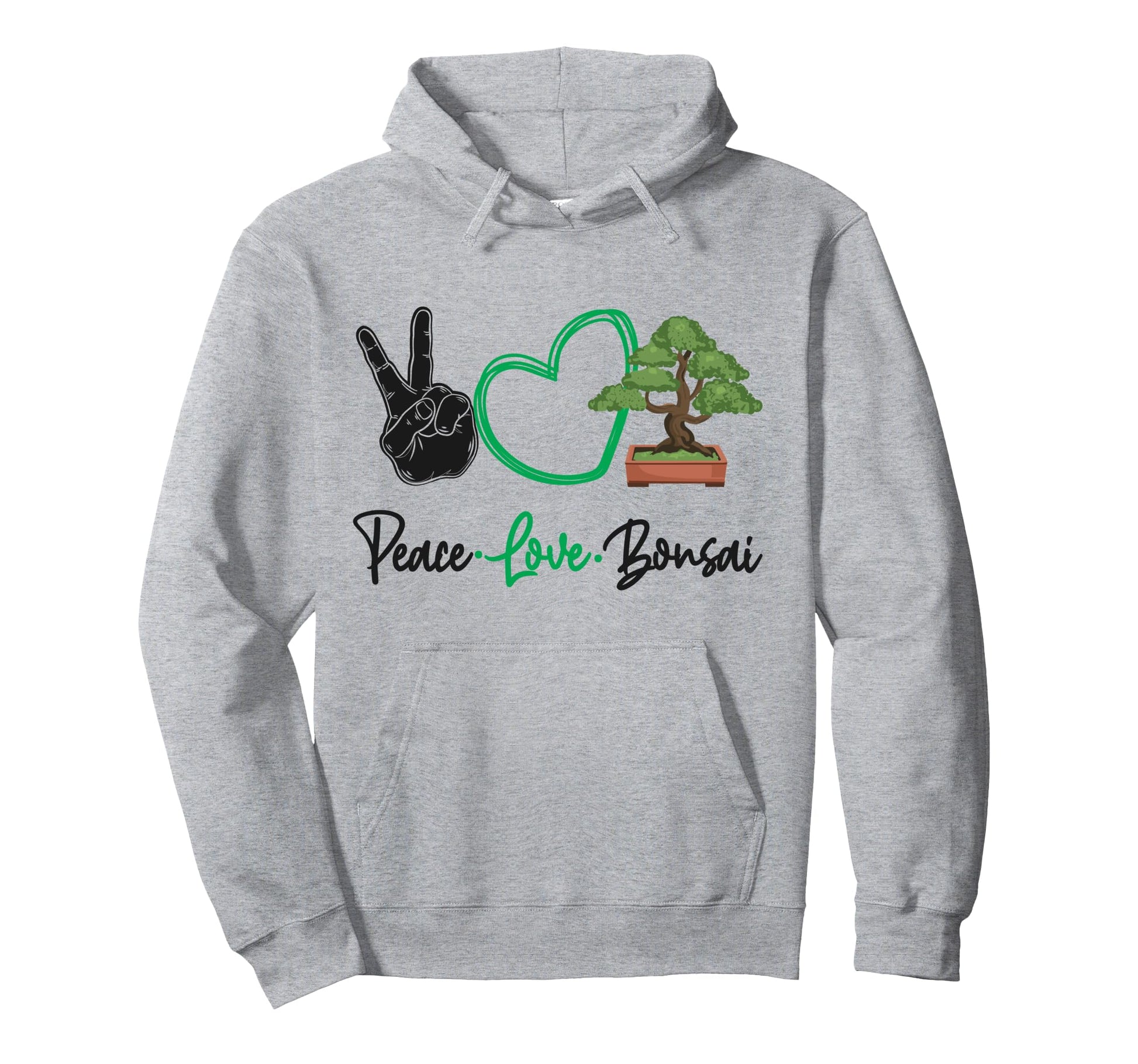 Bonsai Tree Peace Love Bonsai Hoodie - Aesthetic Graphic for Adults - T-Shirt, Sweatshirt, Hoodie