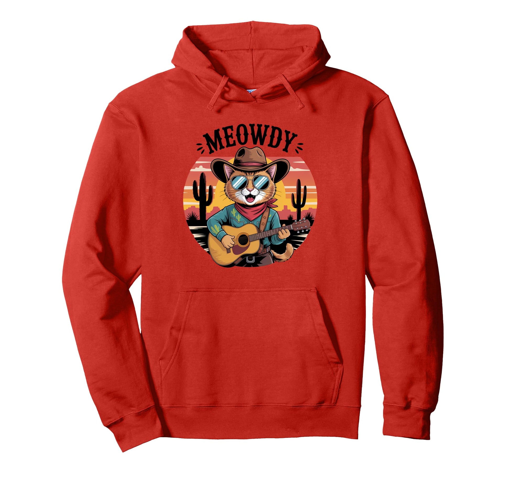 Meowdy Cat Western Country Funny Cowboy Hoodie - Unique Graphic for Adults - T-Shirt, Sweatshirt, Hoodie
