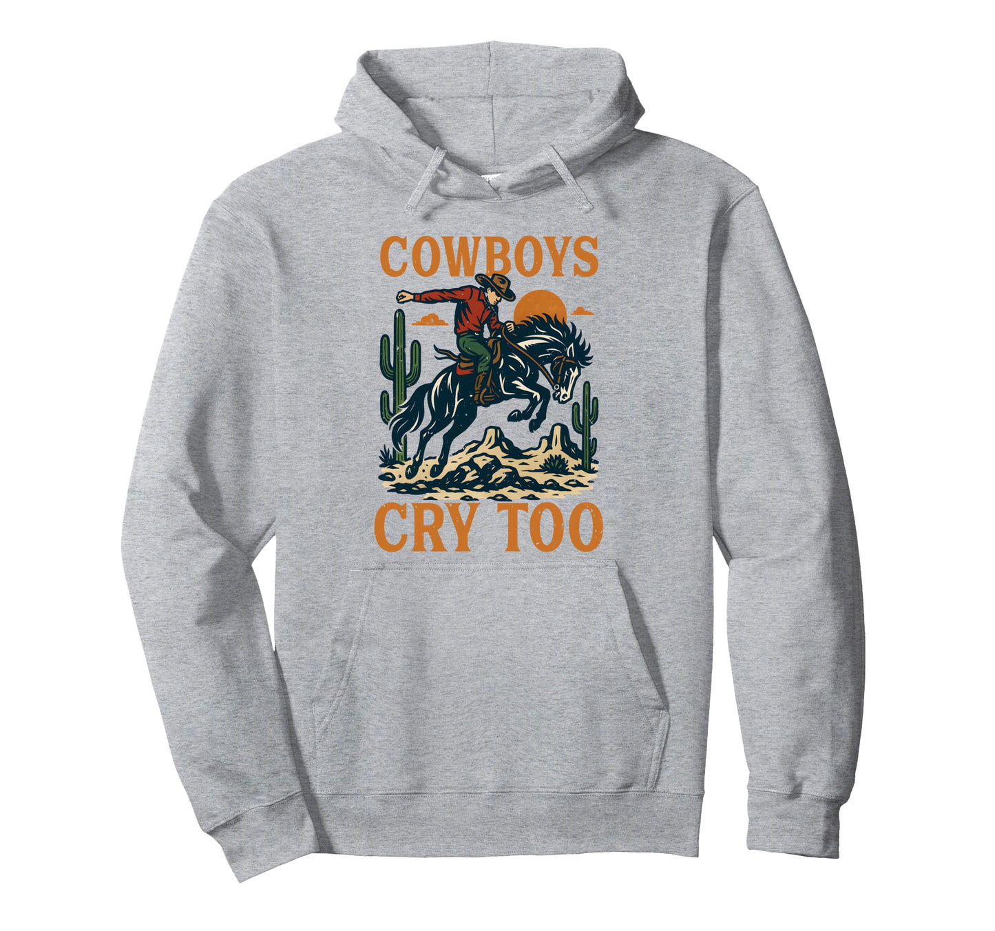 Cowboys Riding Horse Cry Too Western Hoodie - Aesthetic Graphic for Adults - T-Shirt, Sweatshirt, Hoodie