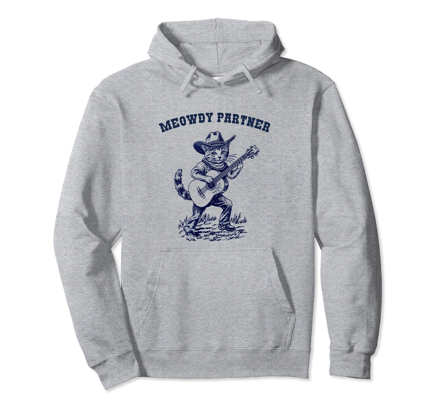 Meowdy Funny Country Music Cat Cowgirl Hoodie - Unique Graphic Unisex - T-Shirt, Sweatshirt, Hoodie