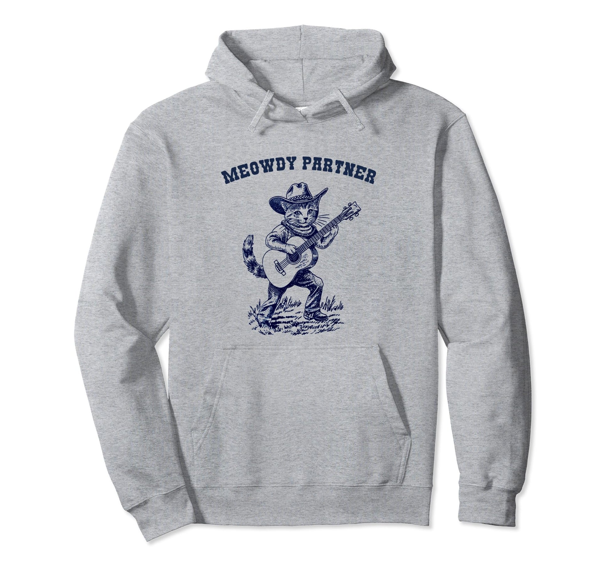 Meowdy Funny Country Music Cat Cowgirl Hoodie - Unique Graphic Unisex - T-Shirt, Sweatshirt, Hoodie