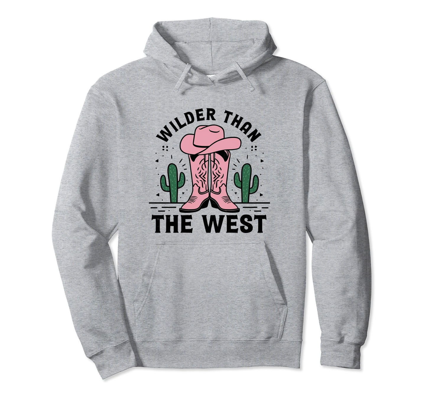 Wilder Than West Cowboy Hat Western Hoodie - Minimalist Print Unisex - T-Shirt, Sweatshirt, Hoodie