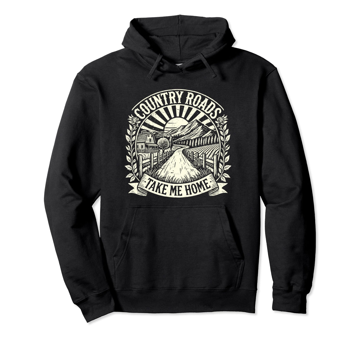 Country Roads Take Me Home Cowboy Hoodie - Casual Everyday Wear Unisex - T-Shirt, Sweatshirt, Hoodie