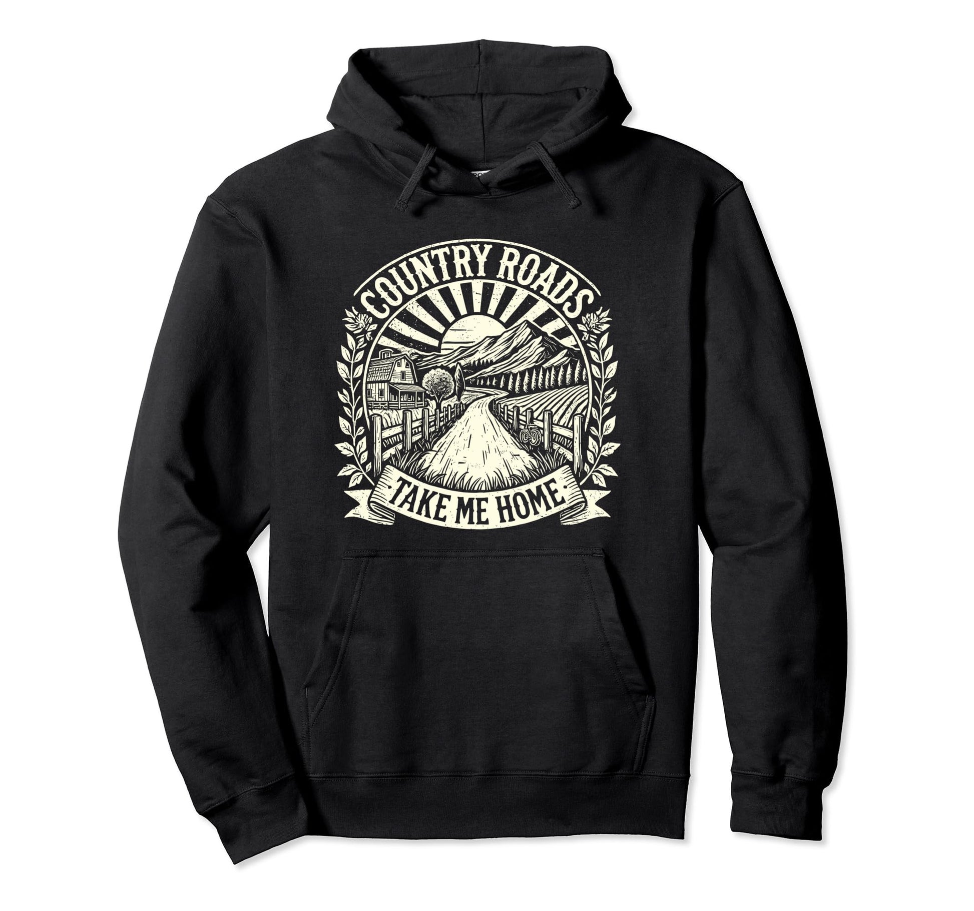 Country Roads Take Me Home Cowboy Hoodie - Casual Everyday Wear Unisex - T-Shirt, Sweatshirt, Hoodie