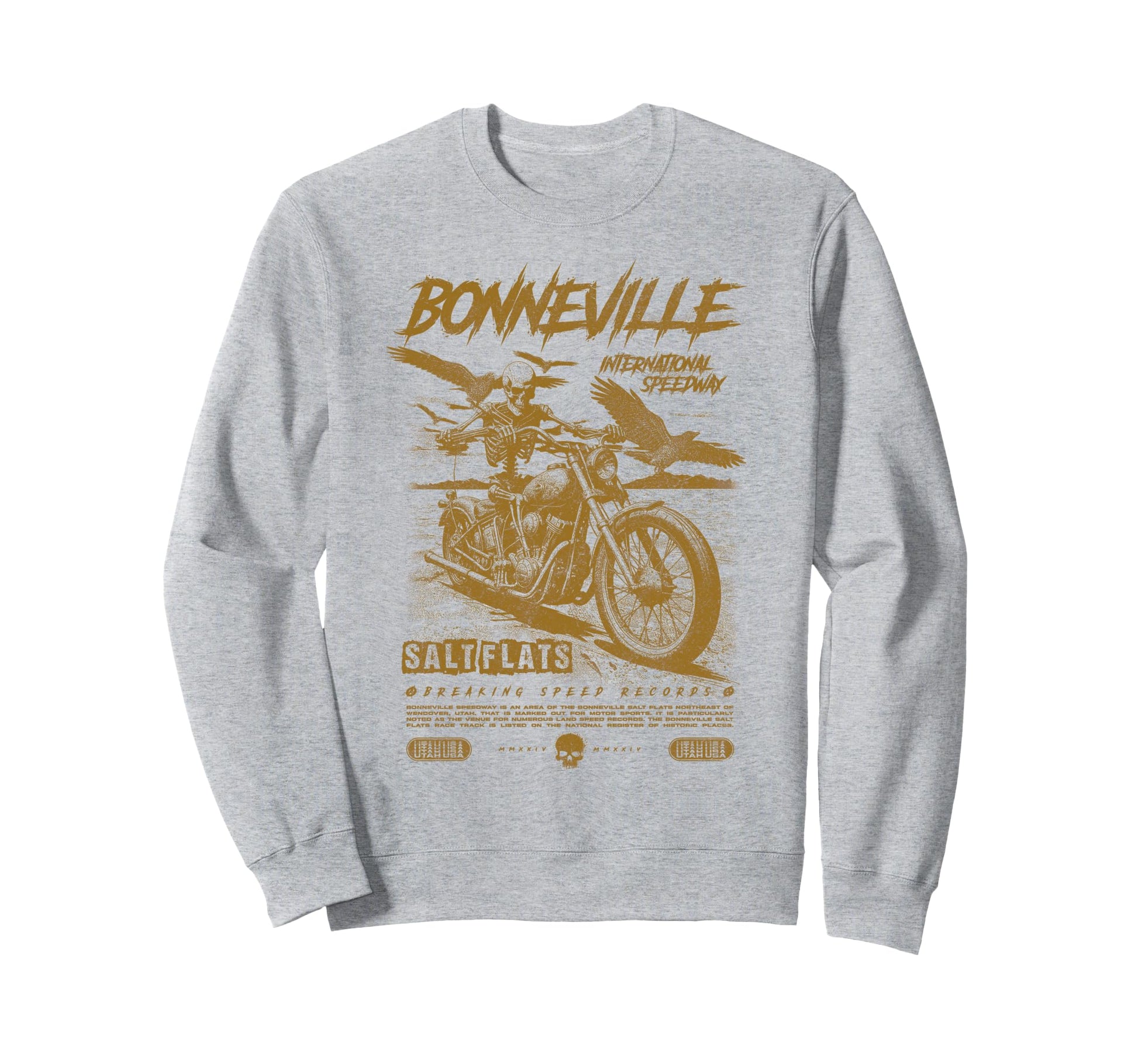 Bonneville Salt Flats Motorcycle Sweatshirt - Fun Novelty Design Men Women - T-Shirt, Sweatshirt, Hoodie