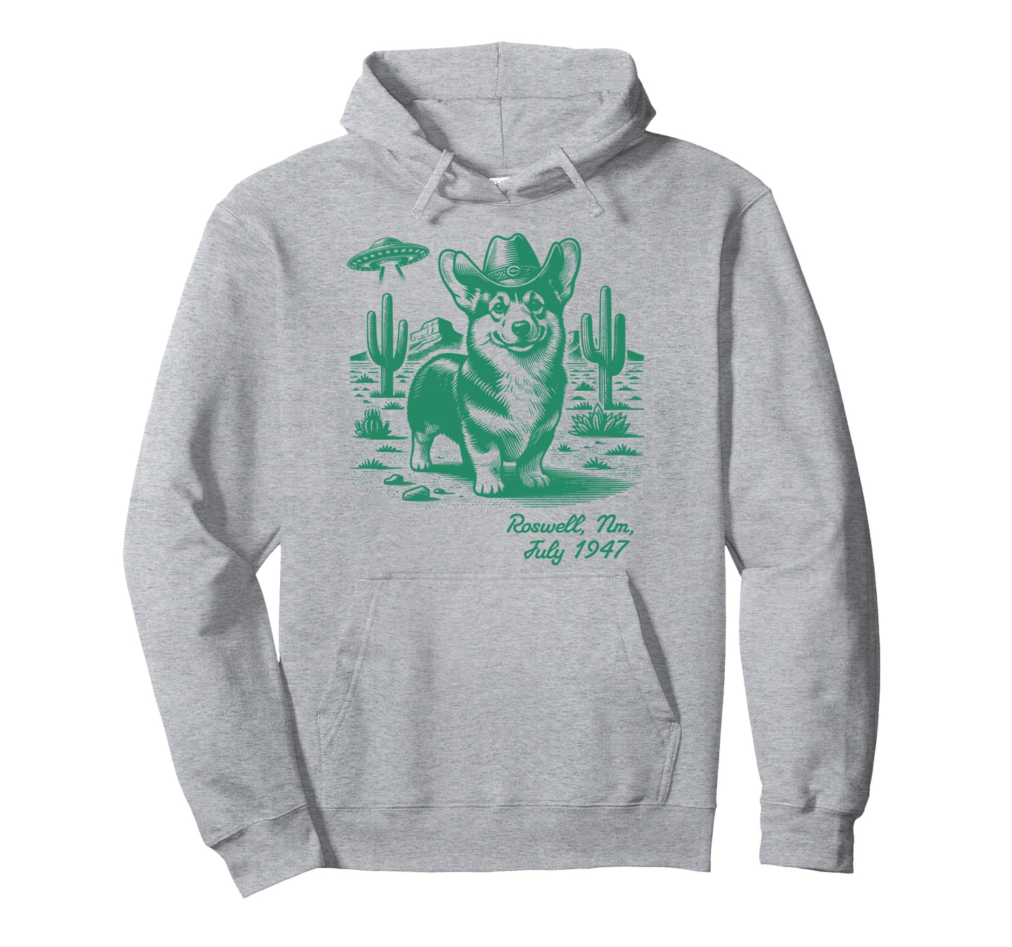 Corgi Cowboy Cowgirl Ufo Western Hoodie - Custom Art Print Men Women - T-Shirt, Sweatshirt, Hoodie