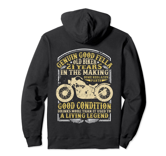 21 Years Old Biker Birthday Motorcycles Hoodie - Custom Art Print Unisex - T-Shirt, Sweatshirt, Hoodie