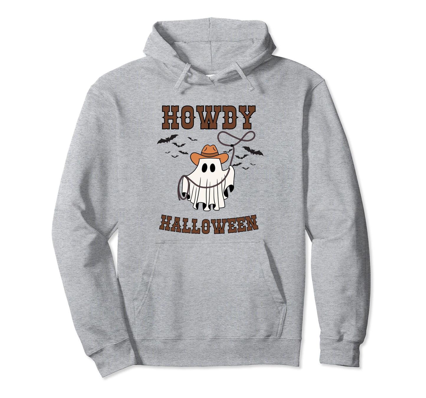 Howdy Halloween Country Western Ghost Hoodie - Minimalist Print for Adults - T-Shirt, Sweatshirt, Hoodie