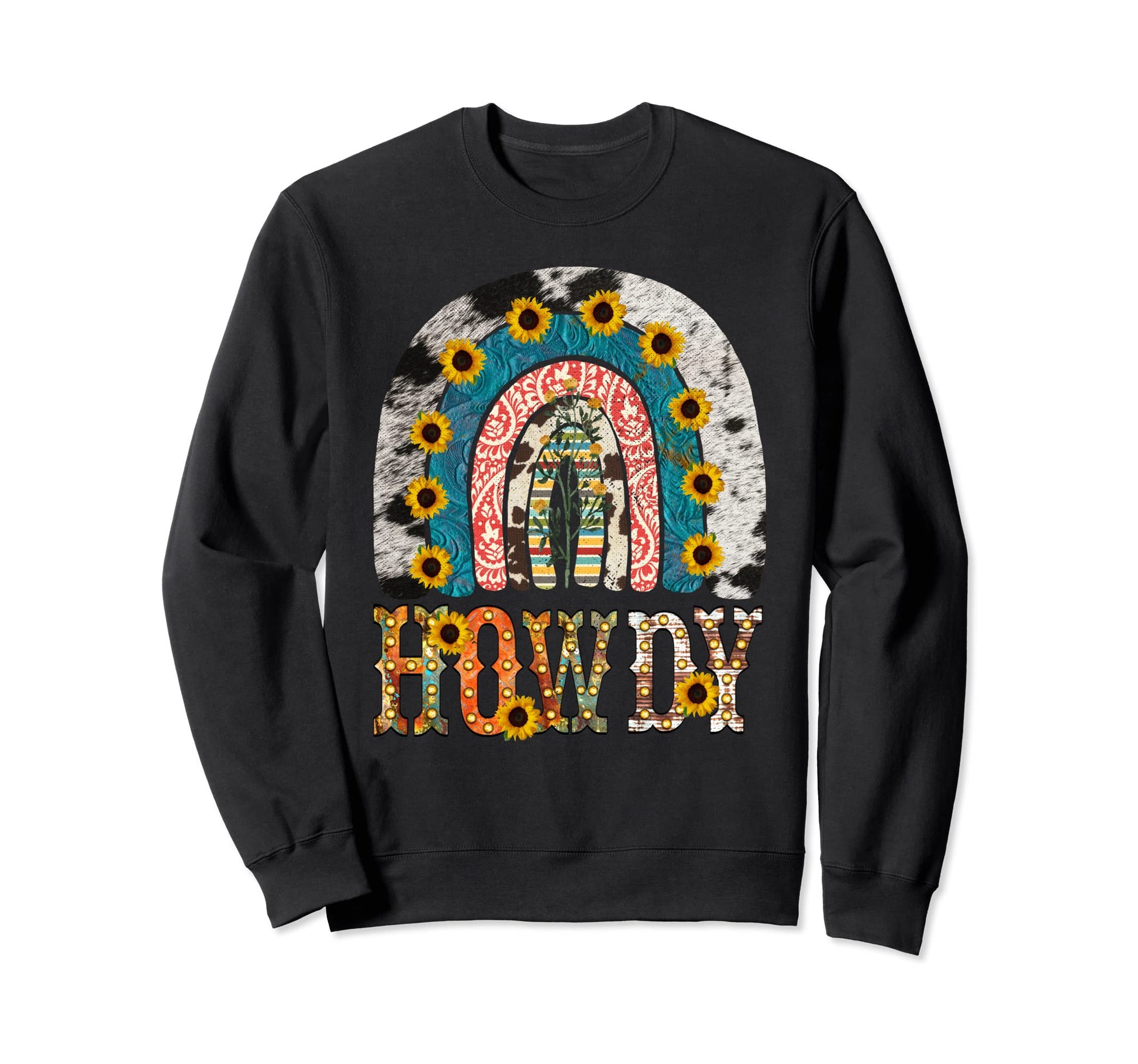 Howdy Cowgirl Western Leopard Cow Sweatshirt - Streetwear Style for Adults - T-Shirt, Sweatshirt, Hoodie